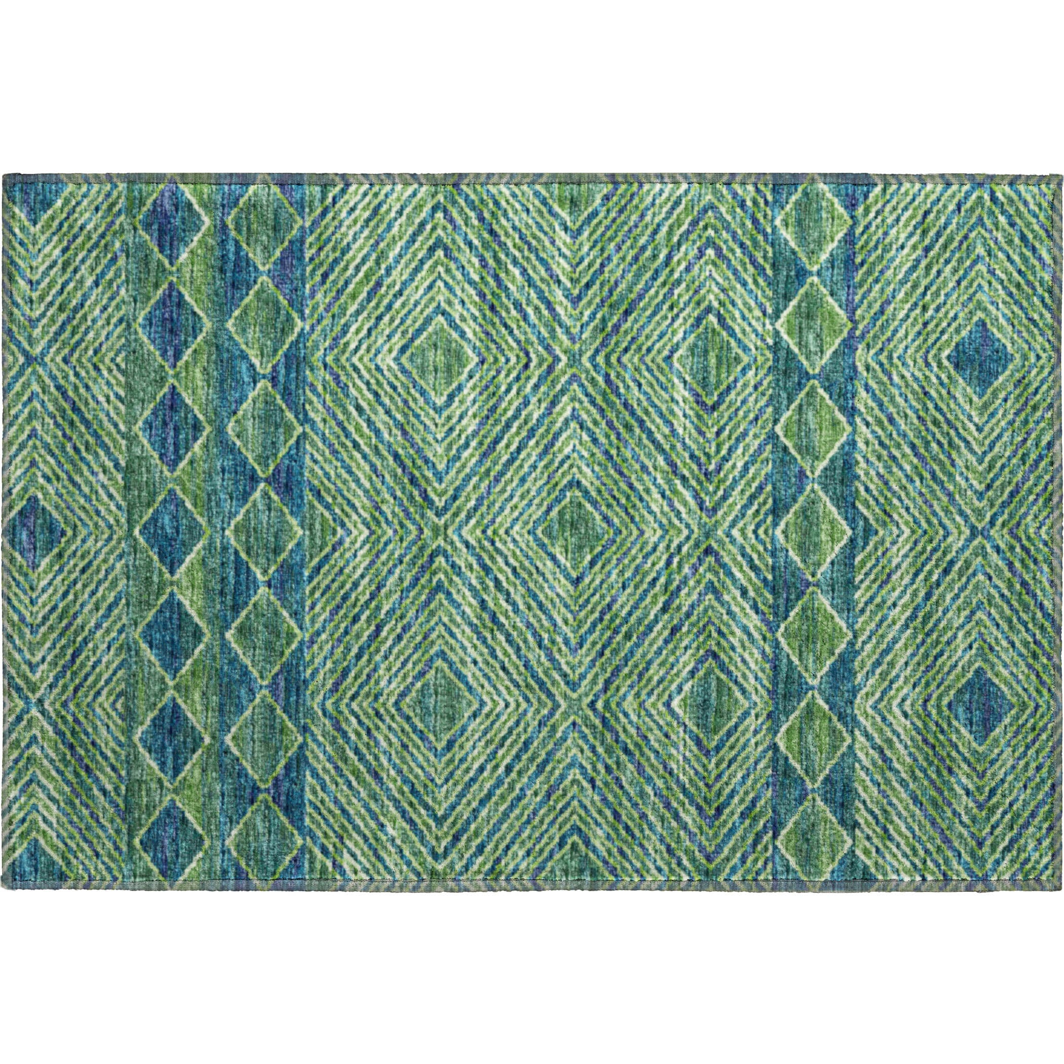 Montevideo Machine Washable Transitional Green Rug 1'8" x 2'6" #shape_Rectangle