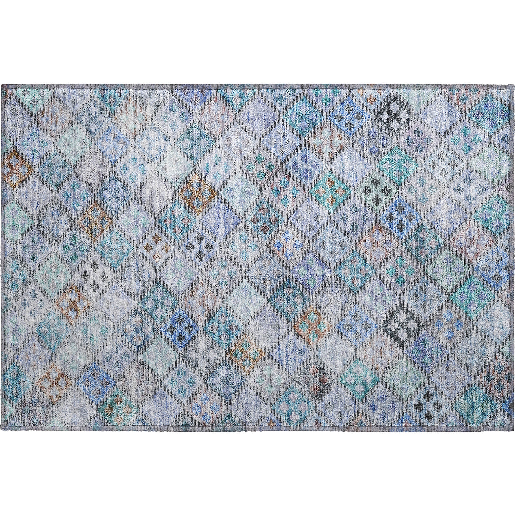Antigua Machine Washable Transitional Blue Rug 1'8" x 2'6" #shape_Rectangle