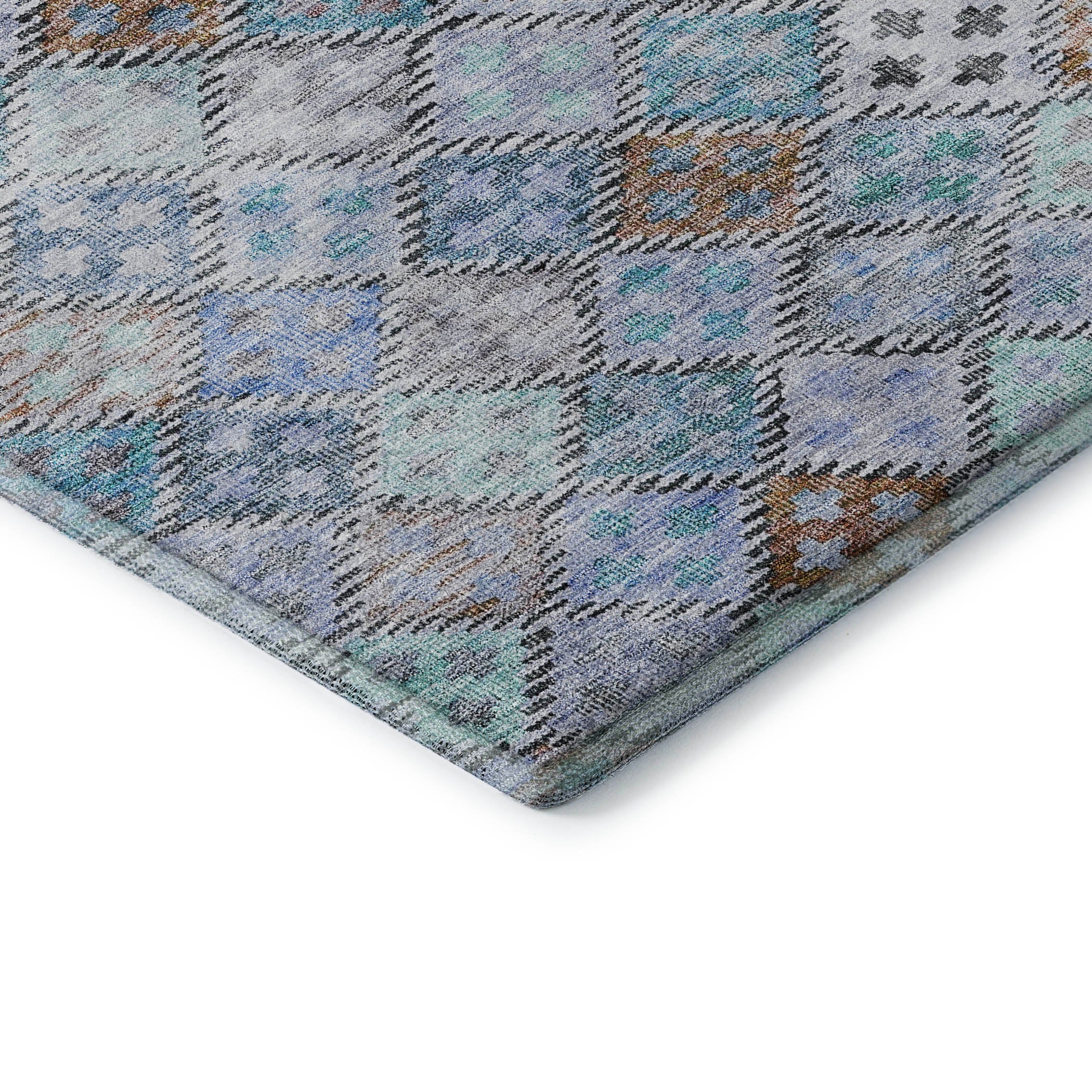 Antigua Machine Washable Transitional Blue Rug 1'8" x 2'6" #shape_Rectangle