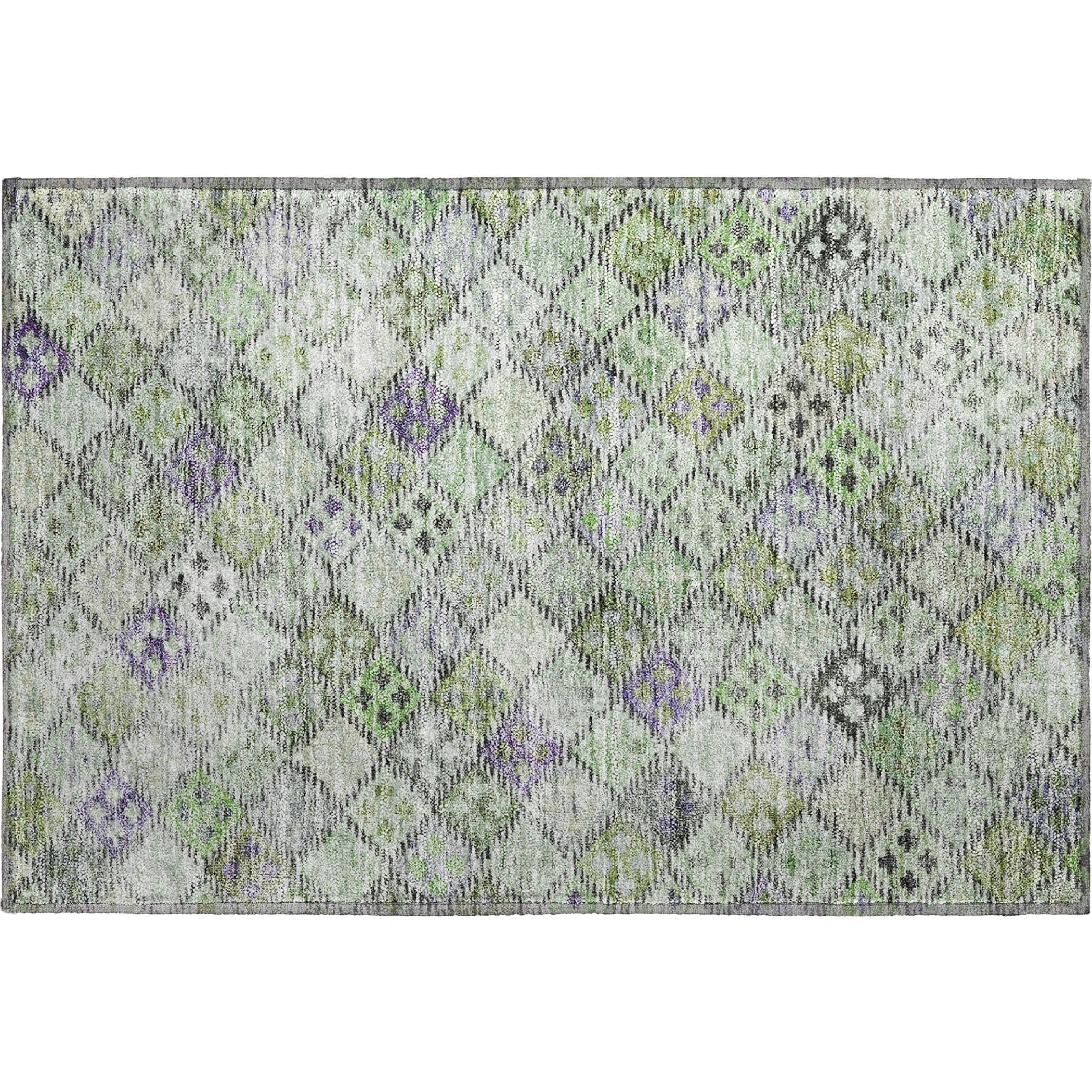 Antigua Machine Washable Transitional Green Rug 1'8" x 2'6" #shape_Rectangle