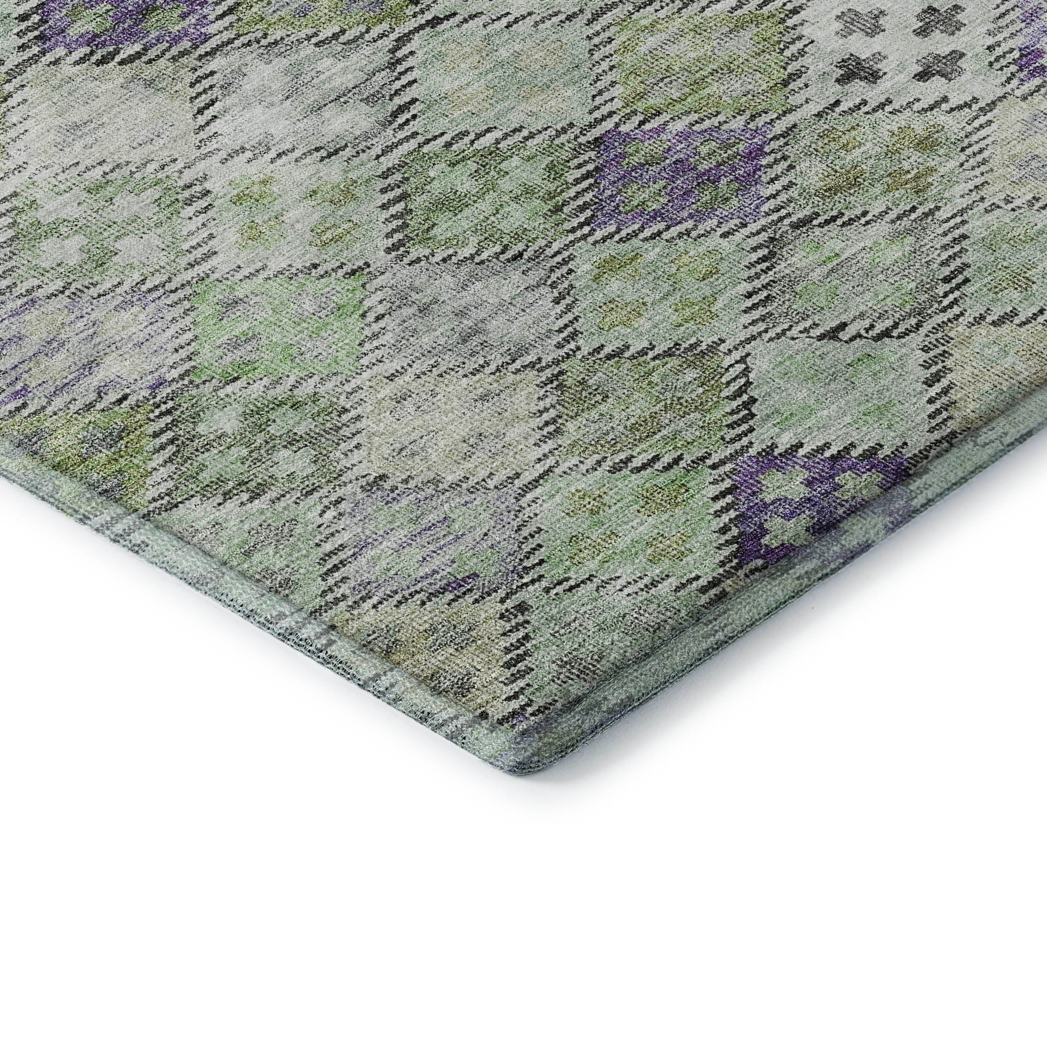 Antigua Machine Washable Transitional Green Rug 1'8" x 2'6" #shape_Rectangle