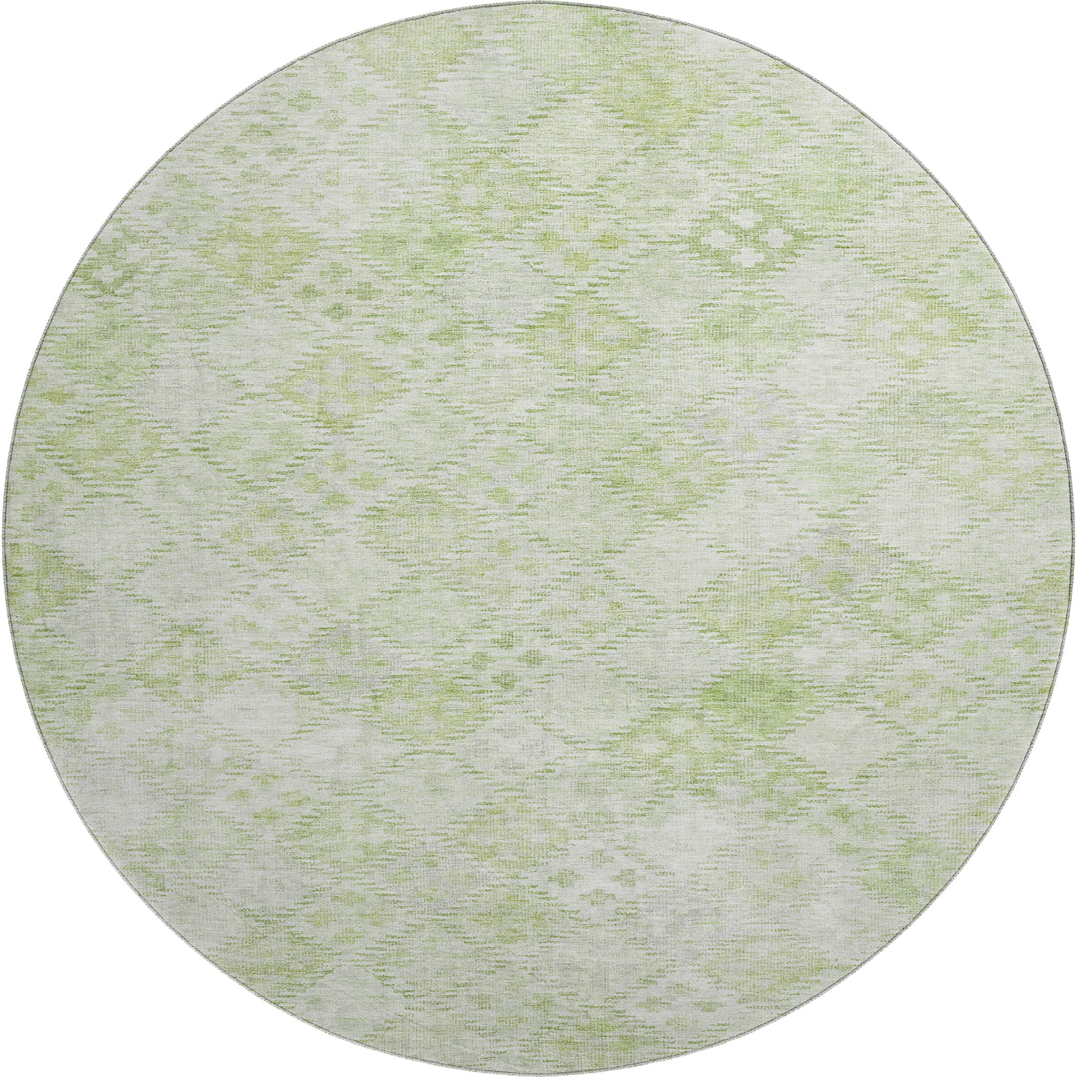 Antigua Machine Washable Transitional Sage Green Rug 8' x 8' #shape_Round