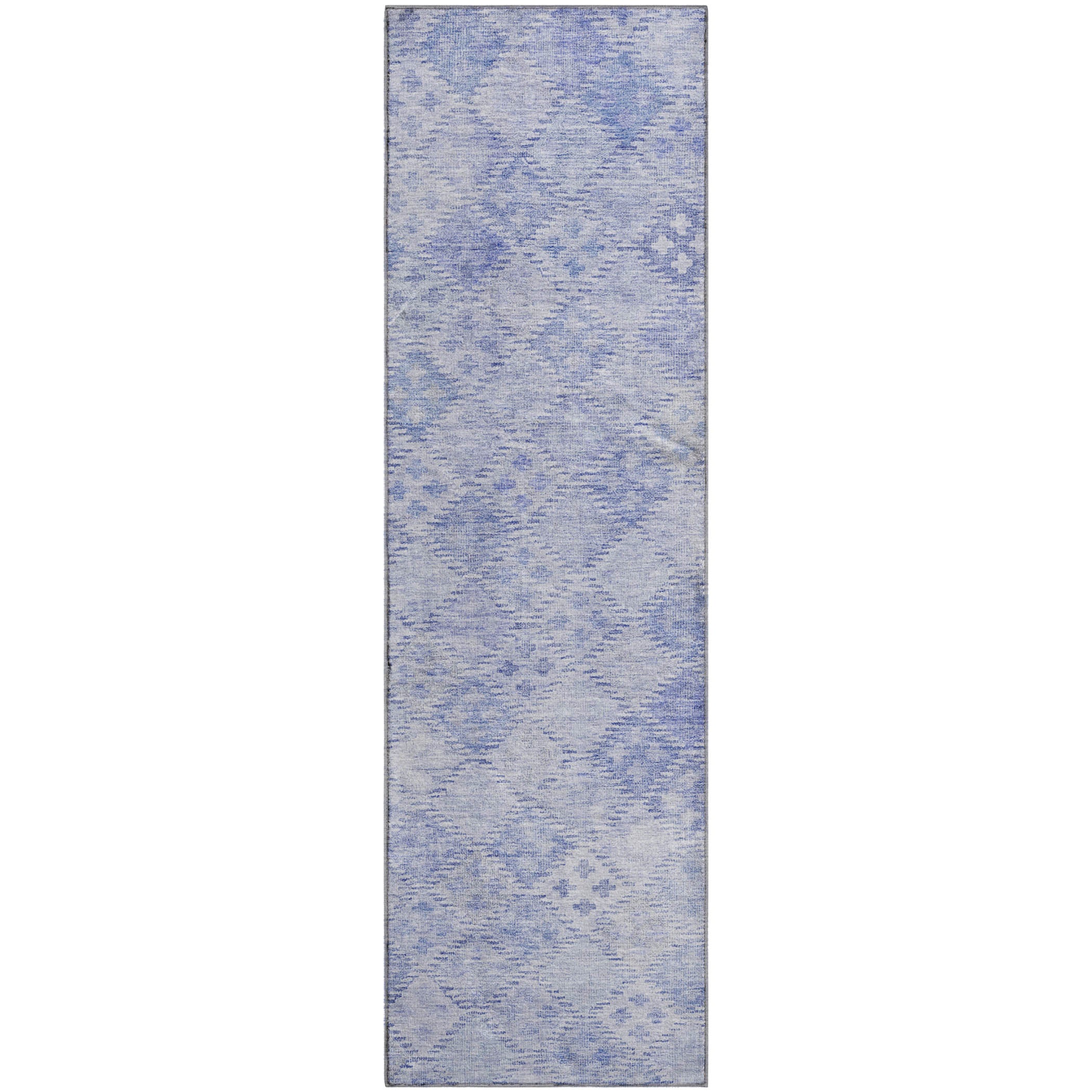 Antigua Machine Washable Transitional Sky Blue Rug 2'3" x 7'6" #shape_Runner