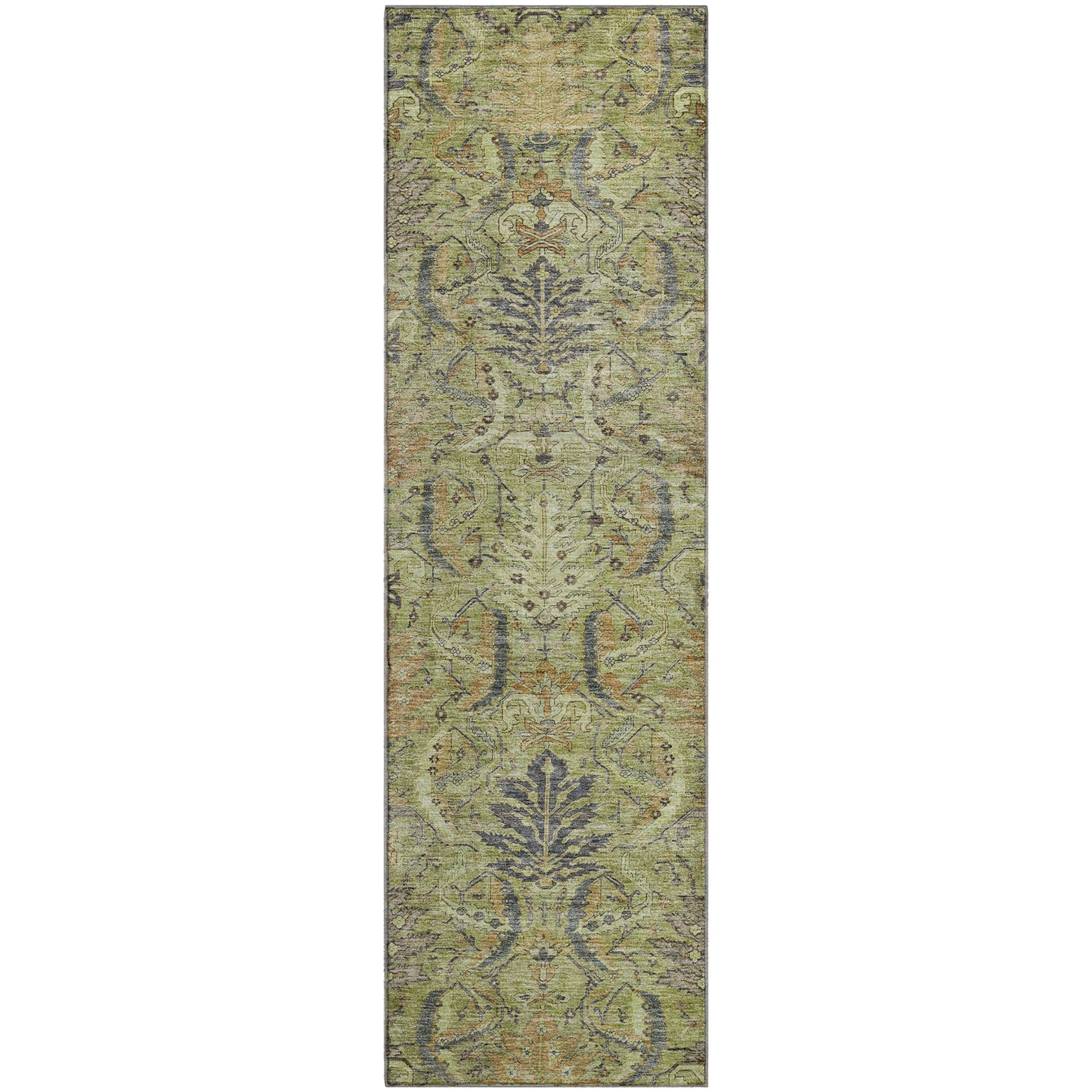 Siena Machine Washable Transitional Aloe Green Rug 2'3" x 7'6" #shape_Runner