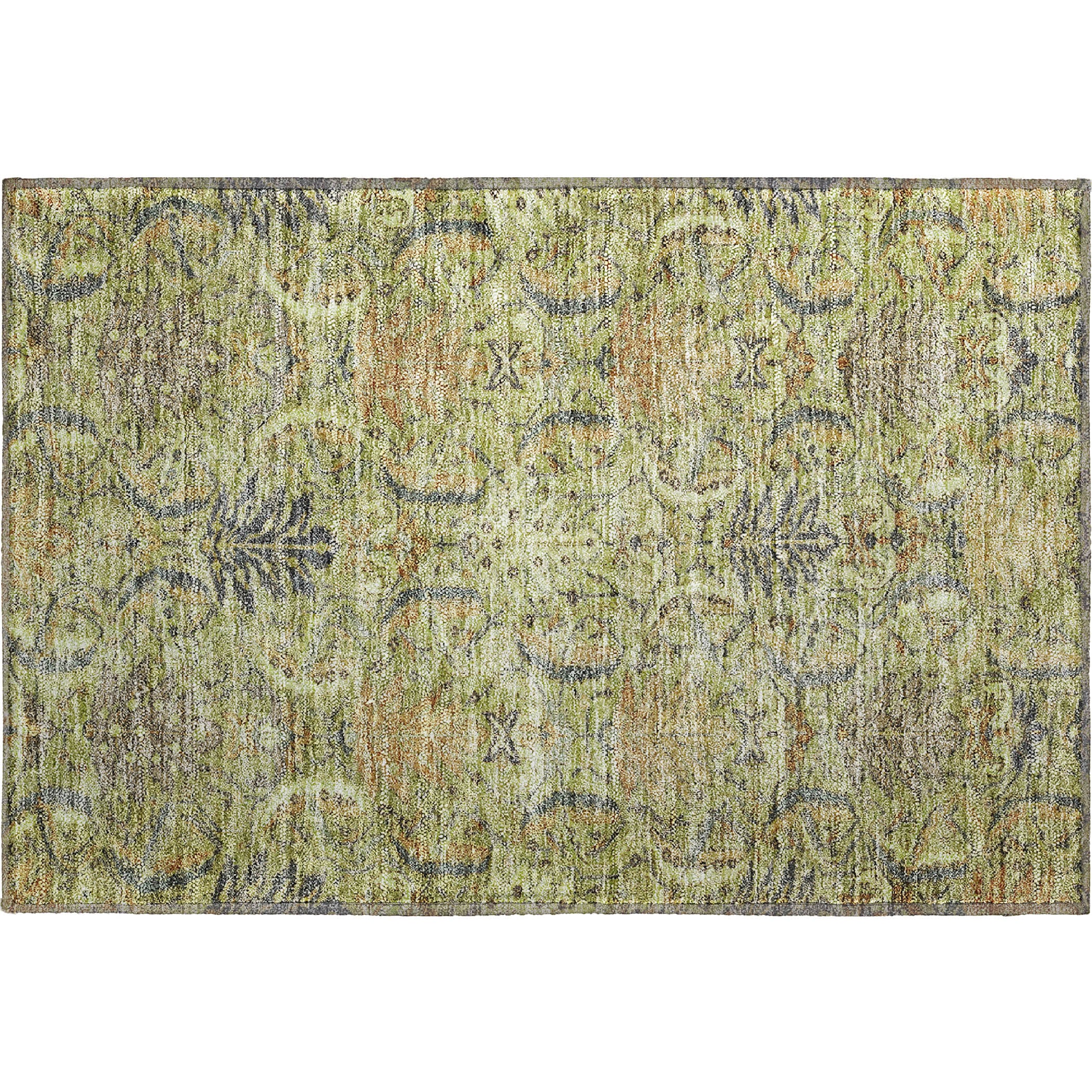 Siena Machine Washable Transitional Aloe Green Rug 1'8" x 2'6" #shape_Rectangle