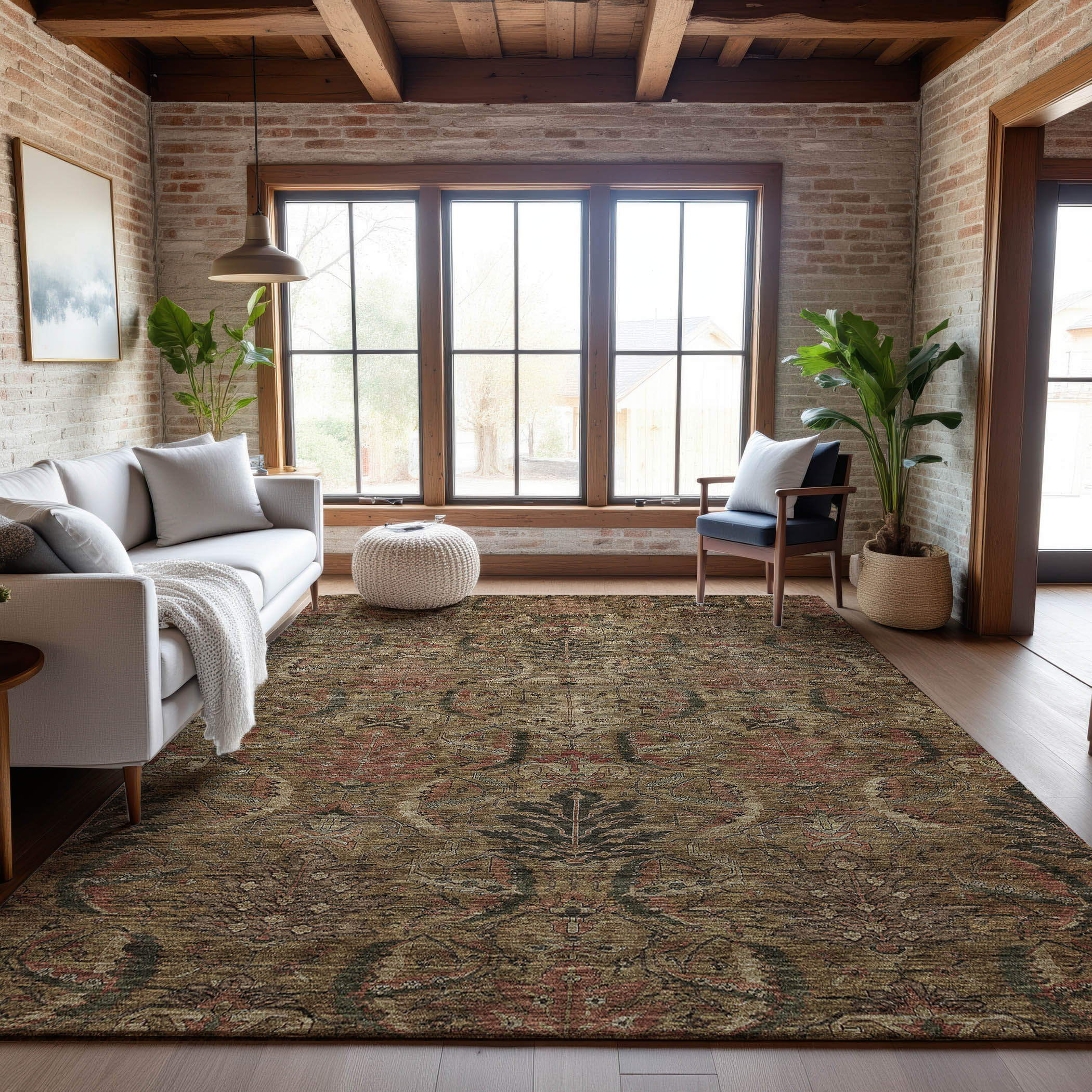 Siena Machine Washable Transitional Brown Rug 2'6" x 3'10" #shape_Rectangle