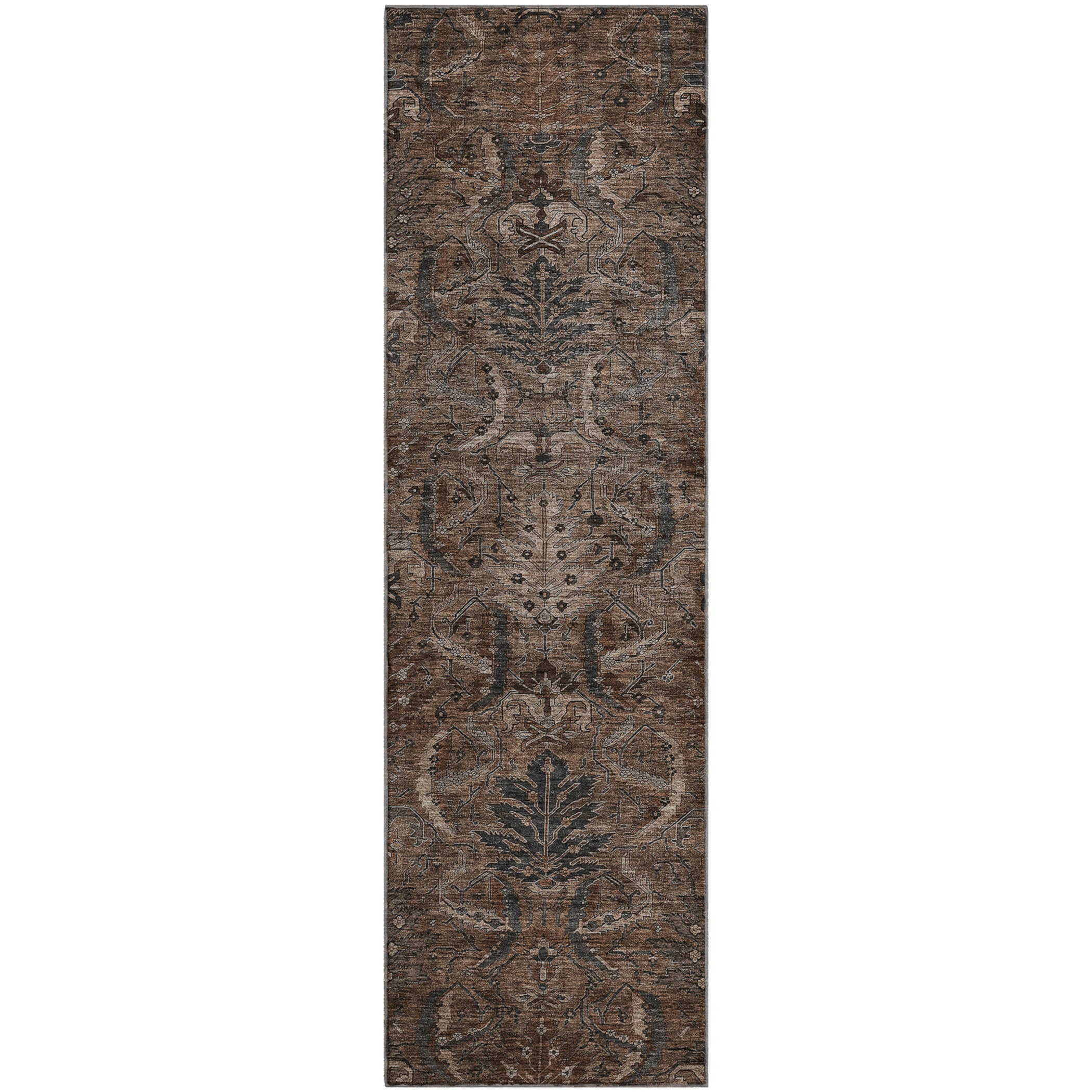 Siena Machine Washable Transitional Fudge Brown Rug 2'3" x 7'6" #shape_Runner