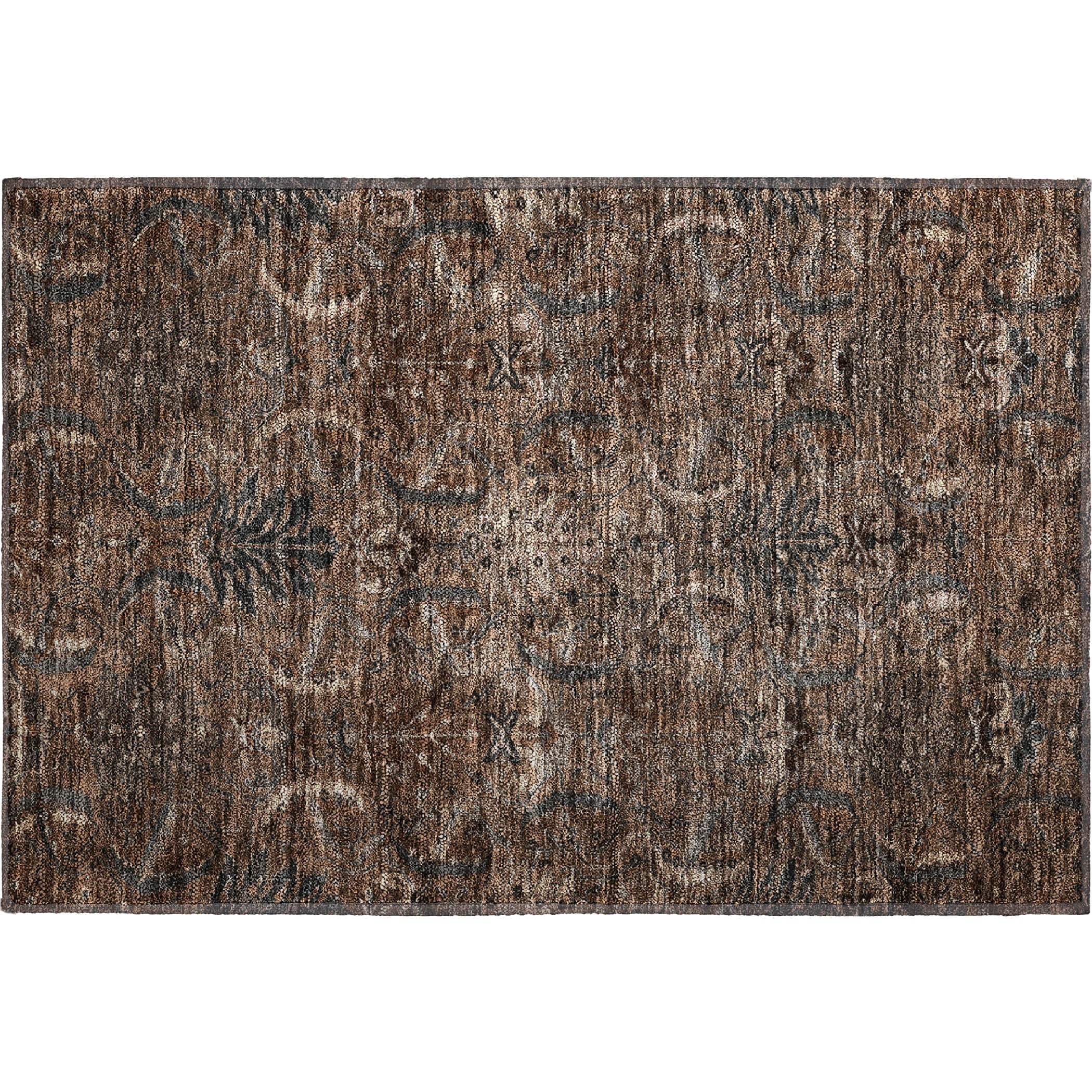 Siena Machine Washable Transitional Fudge Brown Rug 1'8" x 2'6" #shape_Rectangle