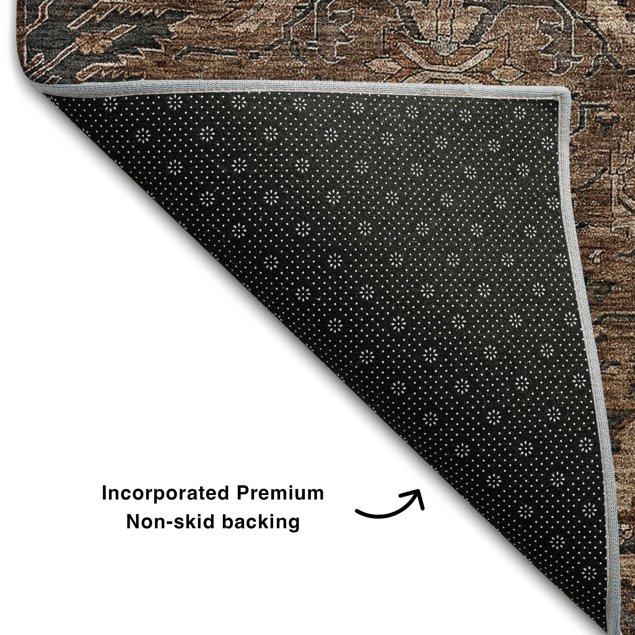Siena Machine Washable Transitional Fudge Brown Rug 1'8" x 2'6" #shape_Rectangle