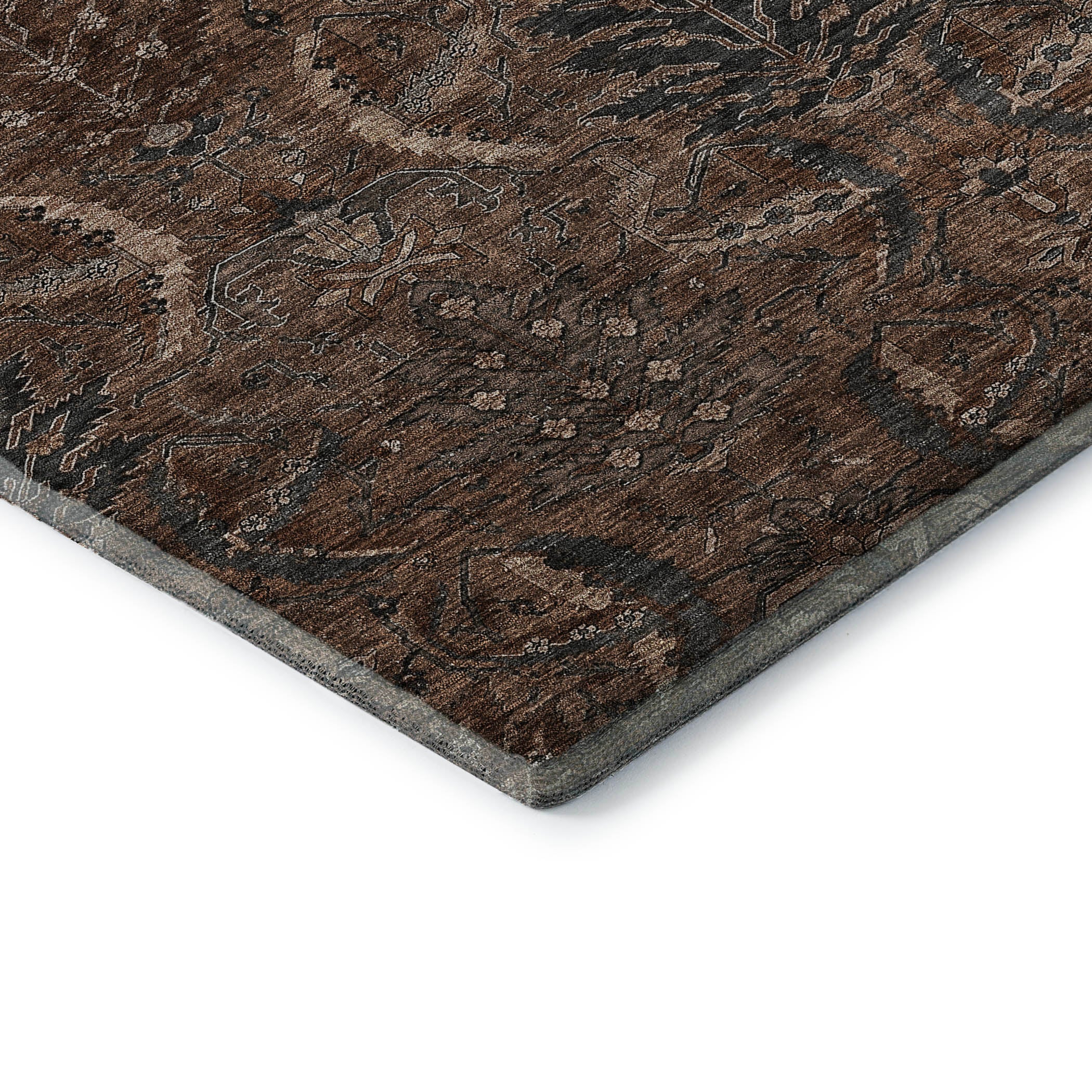 Siena Machine Washable Transitional Fudge Brown Rug 1'8" x 2'6" #shape_Rectangle