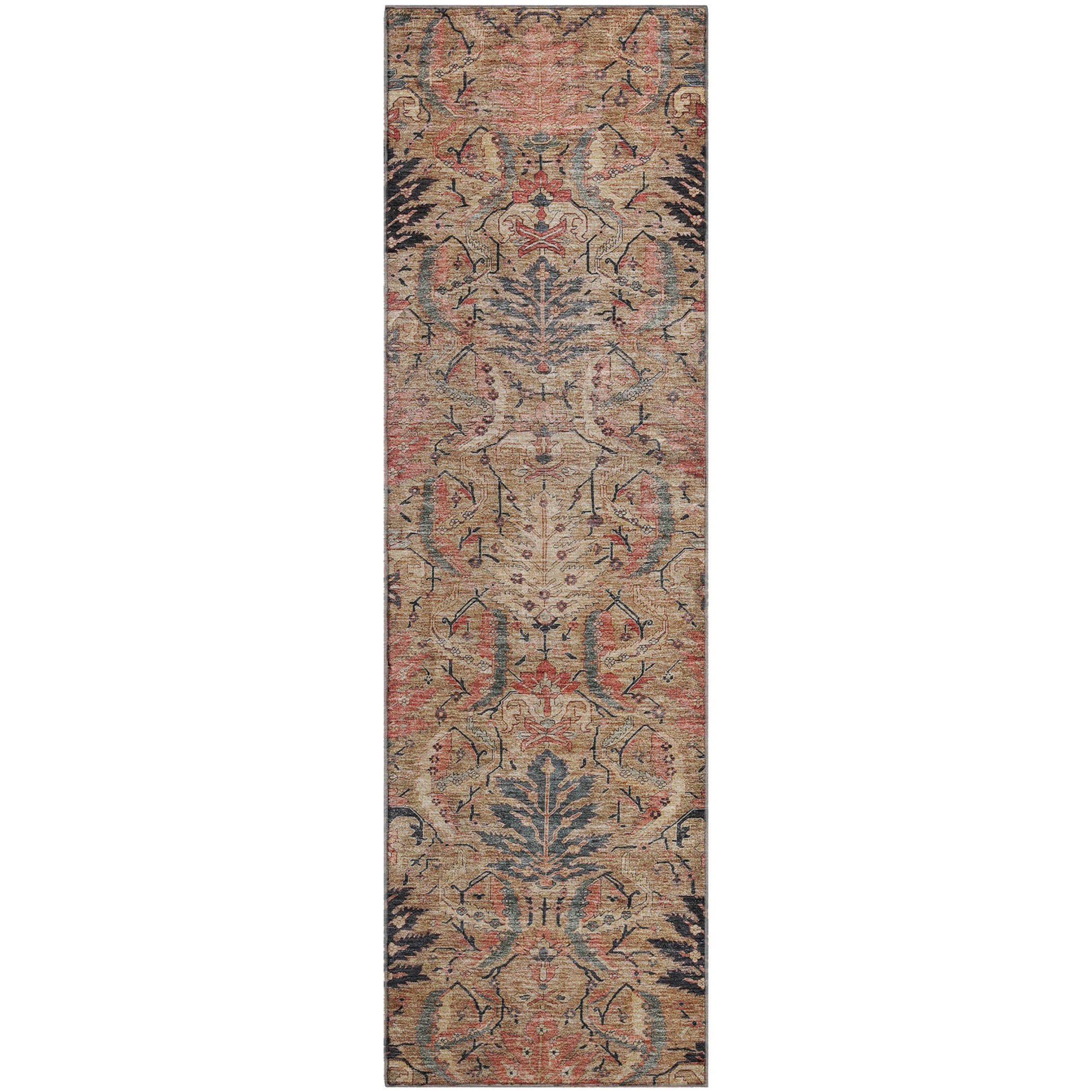 Siena Machine Washable Transitional Khaki Brown Rug 2'3" x 7'6" #shape_Runner