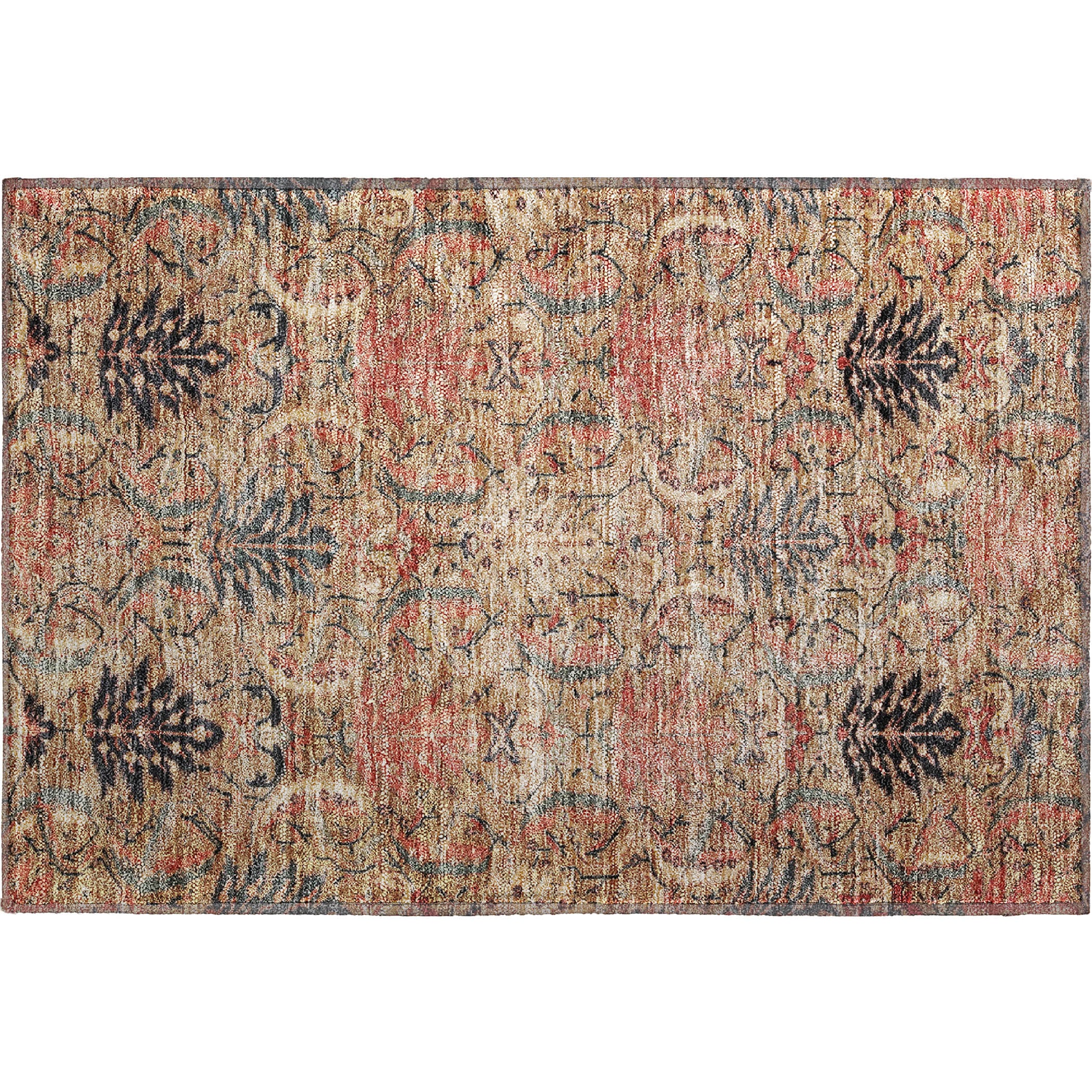 Siena Machine Washable Transitional Khaki Brown Rug 1'8" x 2'6" #shape_Rectangle