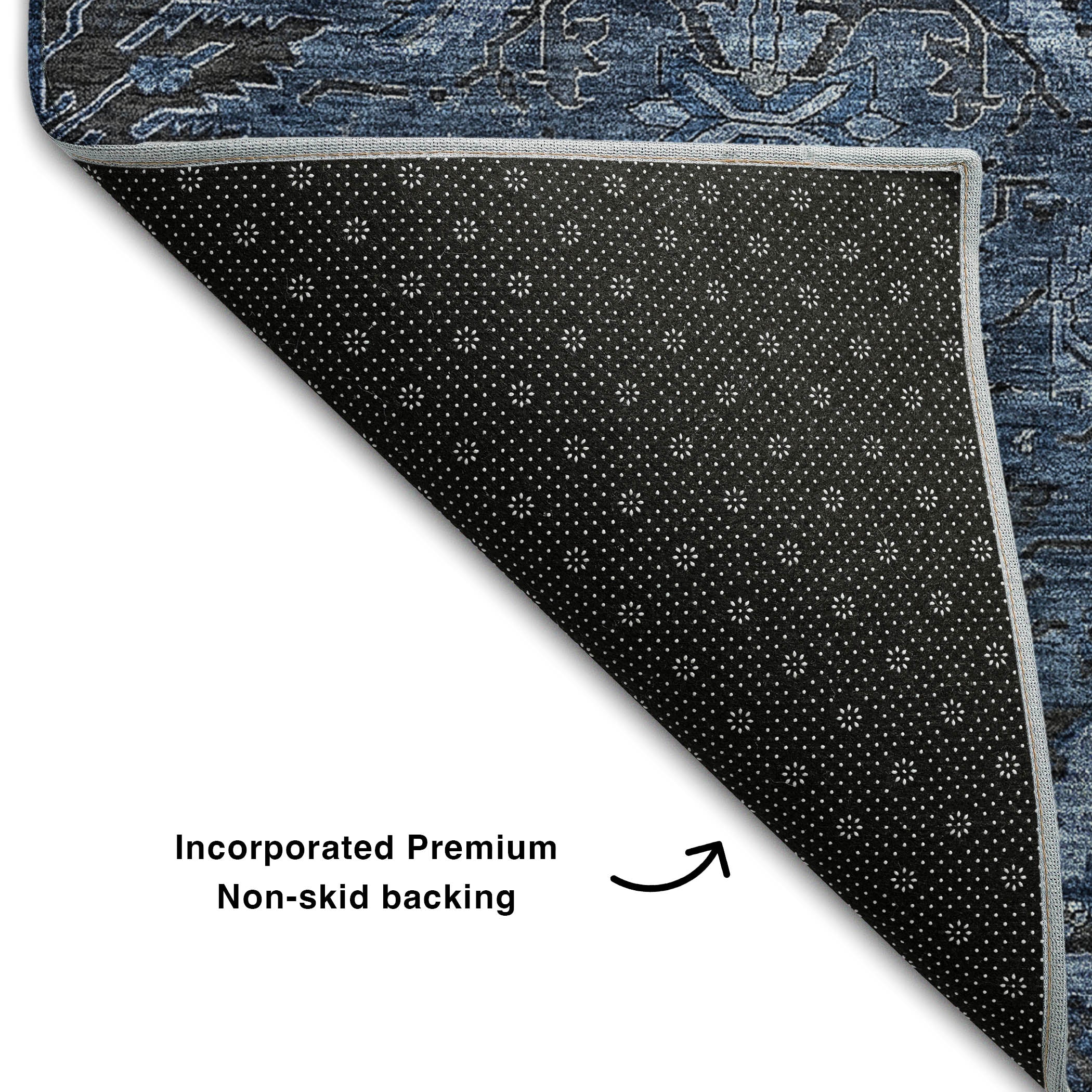 Siena Machine Washable Transitional Navy Blue Rug 1'8" x 2'6" #shape_Rectangle