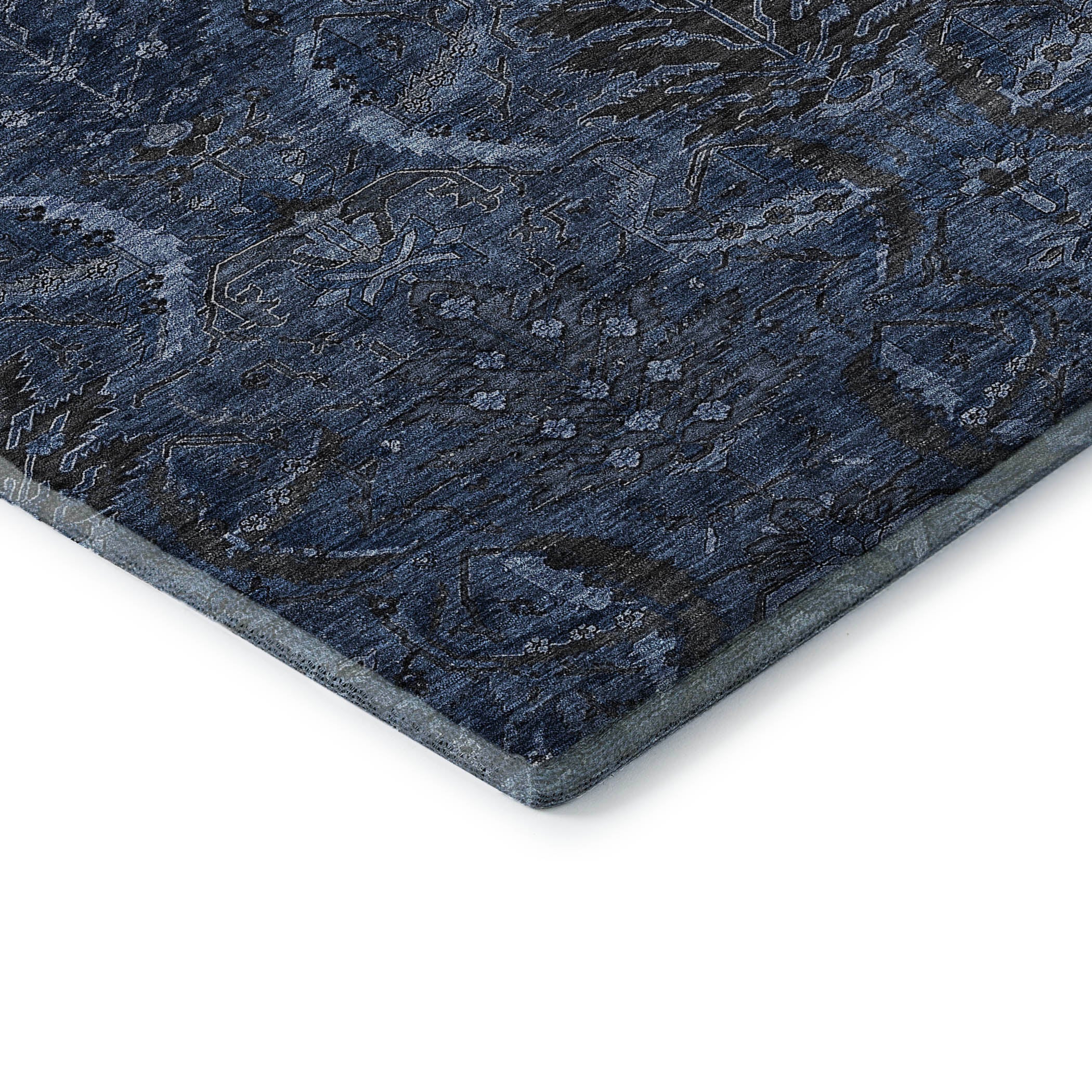 Siena Machine Washable Transitional Navy Blue Rug 1'8" x 2'6" #shape_Rectangle