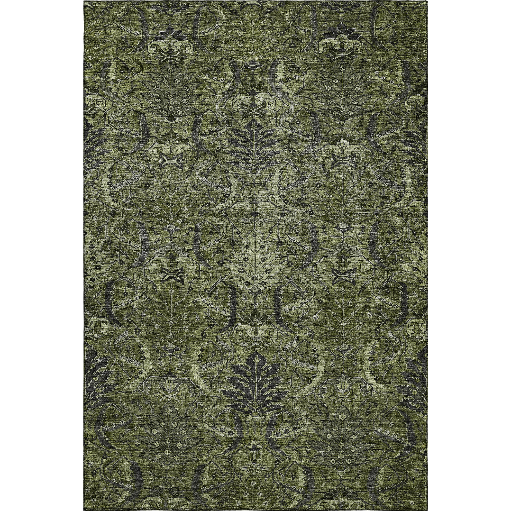 Siena Machine Washable Transitional Olive Green Rug 2'6" x 3'10" #shape_Rectangle