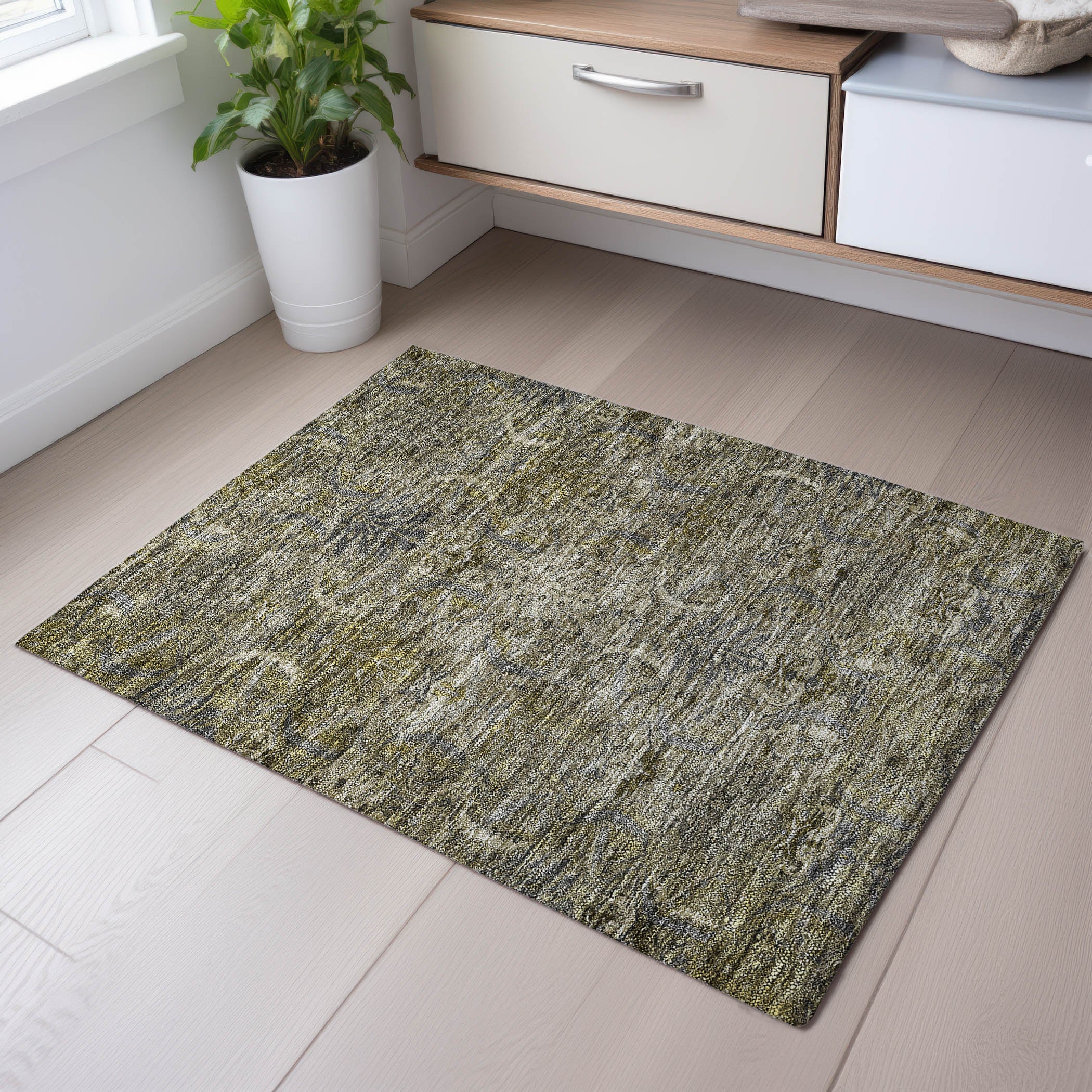 Siena Machine Washable Transitional Taupe Brown Rug 1'8" x 2'6" #shape_Rectangle