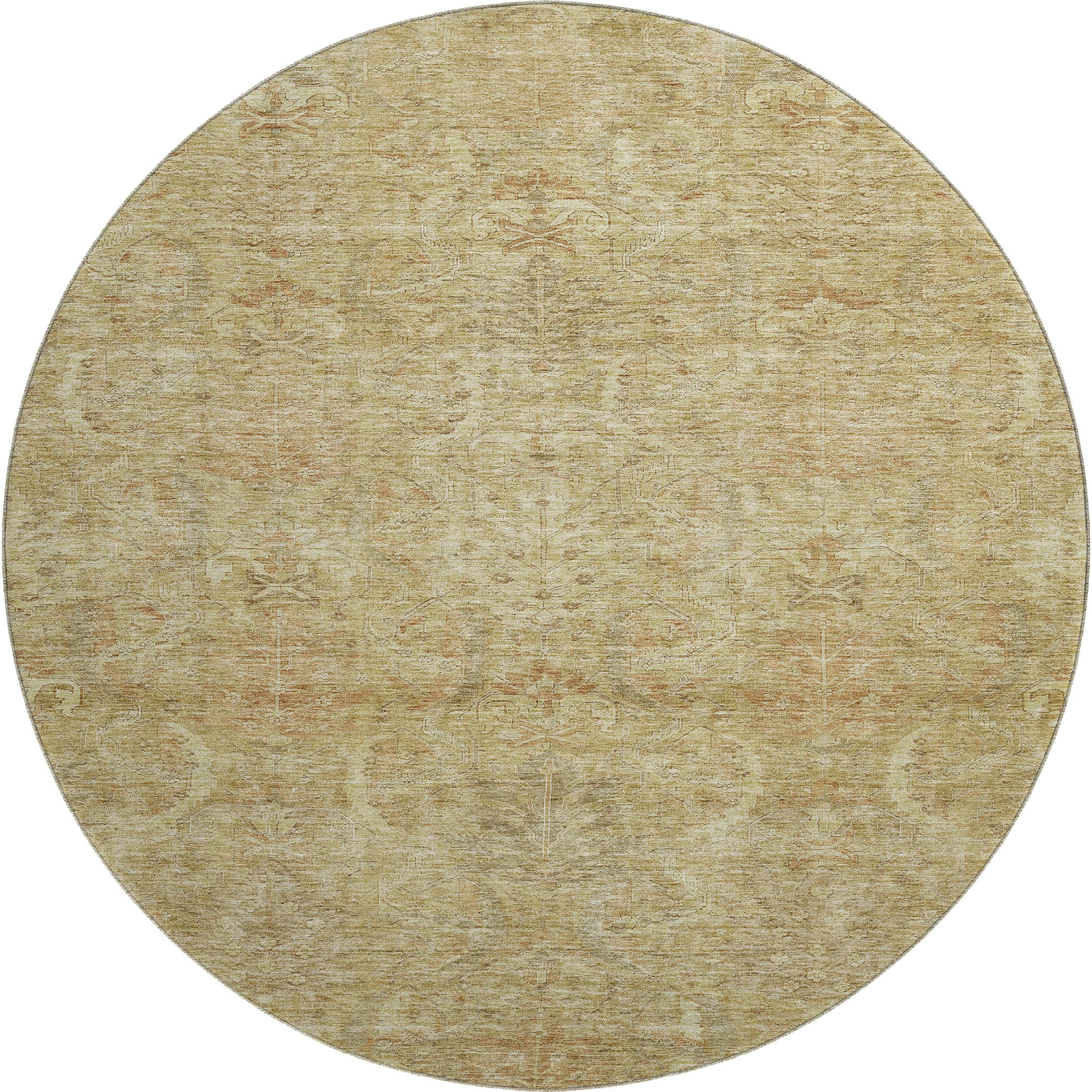 Siena Machine Washable Transitional Wheat Gold Rug 8' x 8' #shape_Round