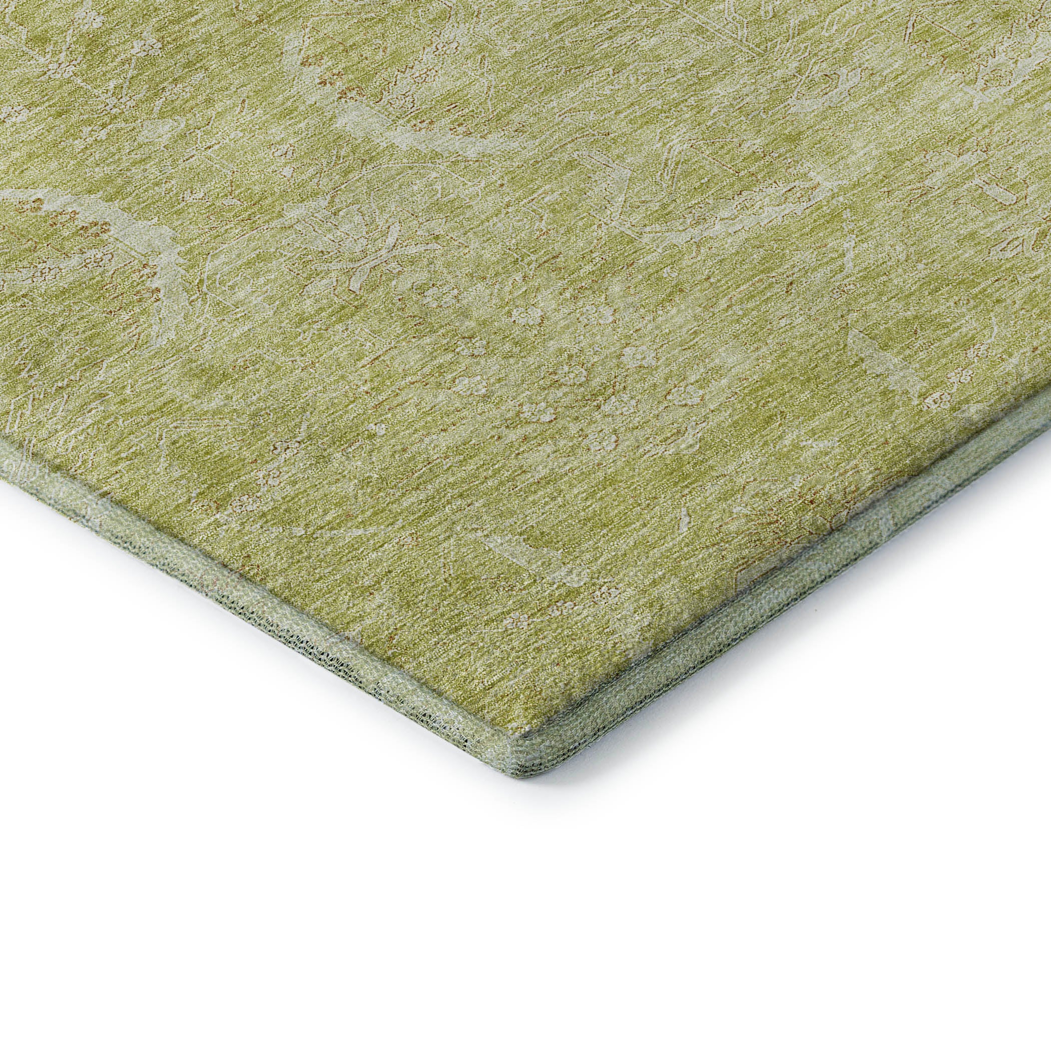 Seoul Machine Washable Transitional Aloe Green Rug 1'8" x 2'6" #shape_Rectangle