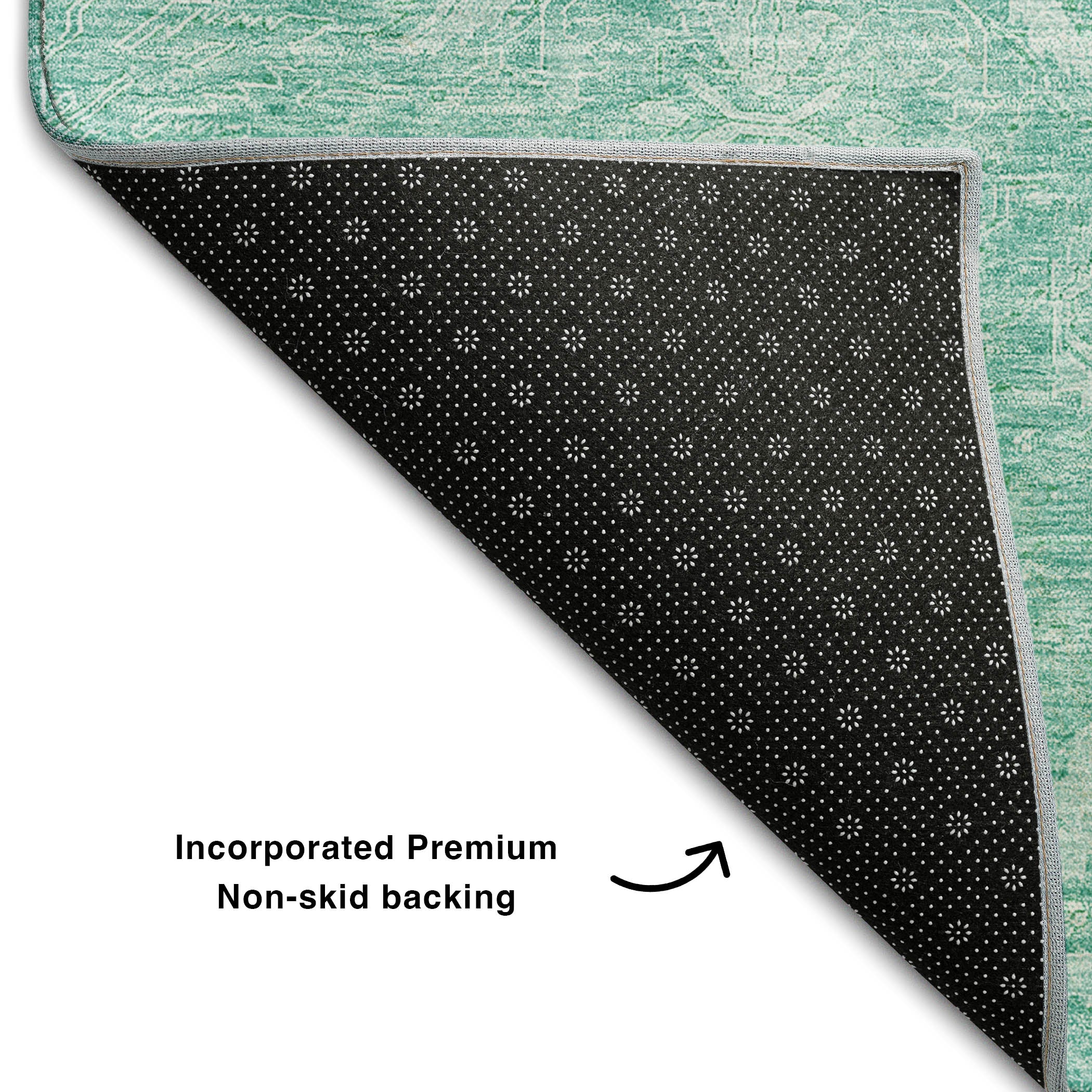 Seoul Machine Washable Transitional Aqua Teal Rug 1'8" x 2'6" #shape_Rectangle