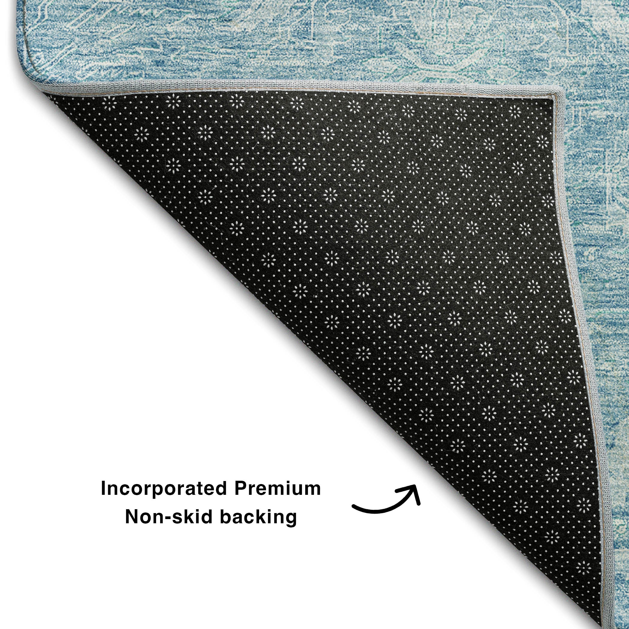 Seoul Machine Washable Transitional Sky Blue Rug 1'8" x 2'6" #shape_Rectangle