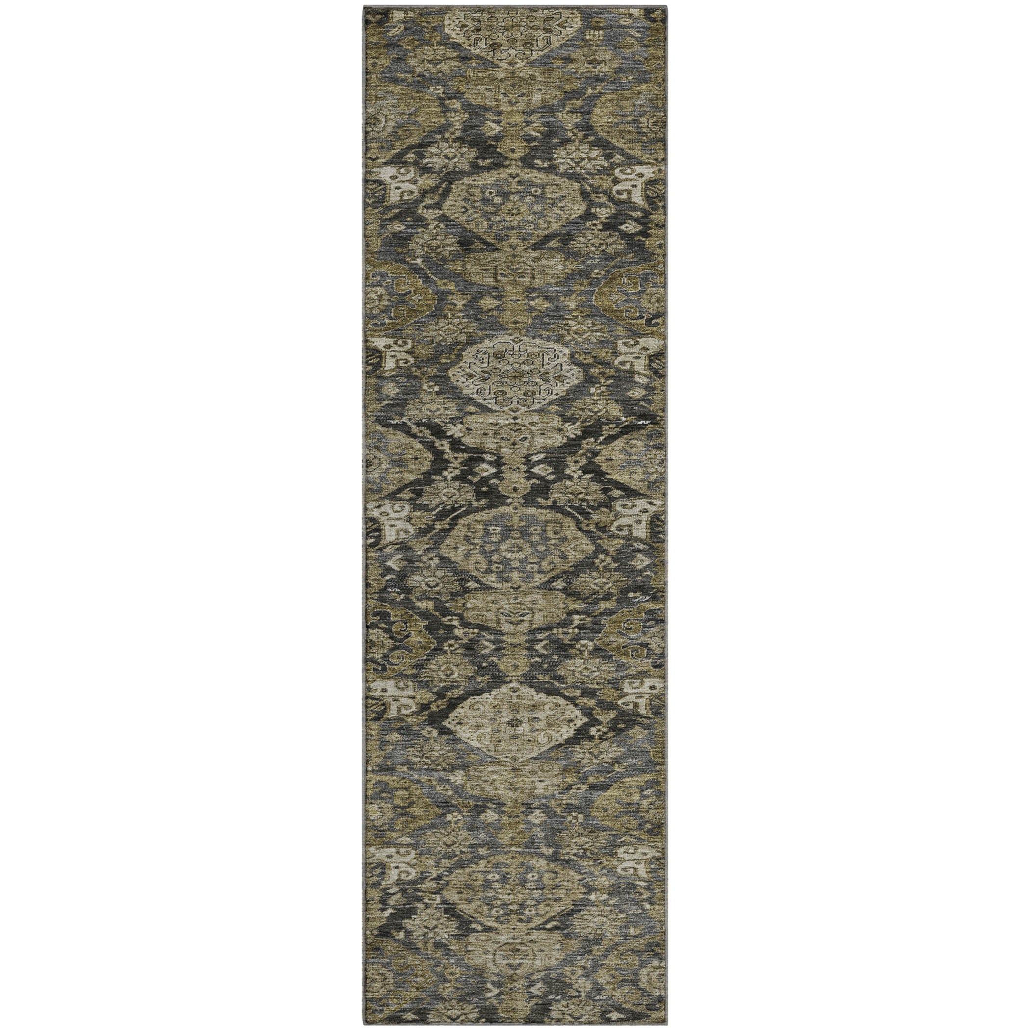 Oslo Machine Washable Transitional Charcoal Gray Rug 2'3" x 7'6" #shape_Runner