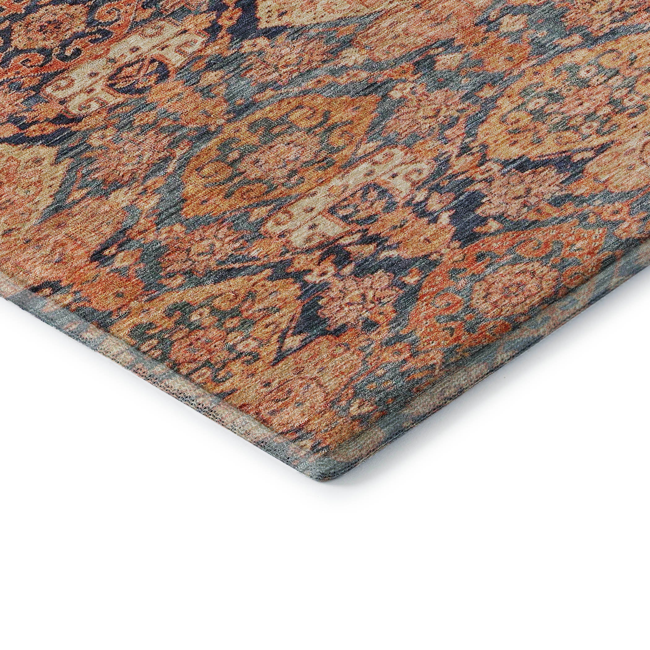 Oslo Machine Washable Transitional Terracotta Orange Rug 1'8" x 2'6" #shape_Rectangle