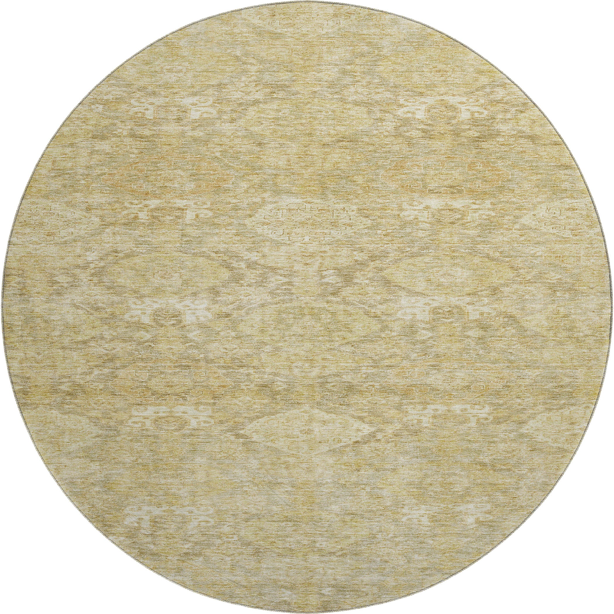 Oslo Machine Washable Transitional Wheat Gold Rug 8' x 8' #shape_Round