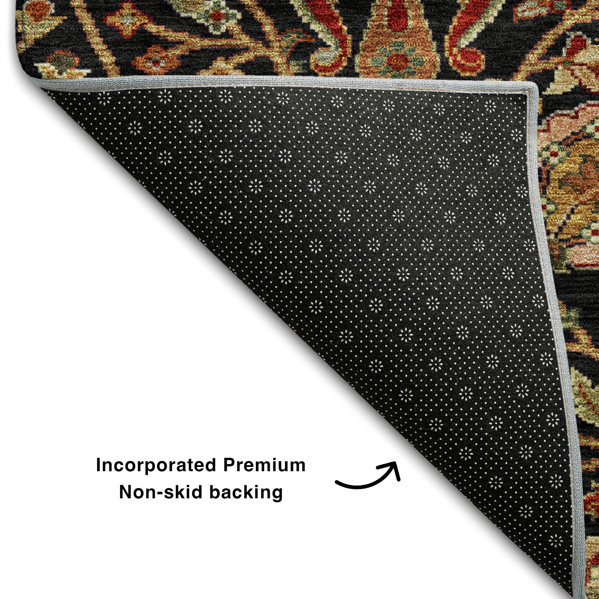 Dubrovnik Machine Washable Transitional Black Rug 1'8" x 2'6" #shape_Rectangle