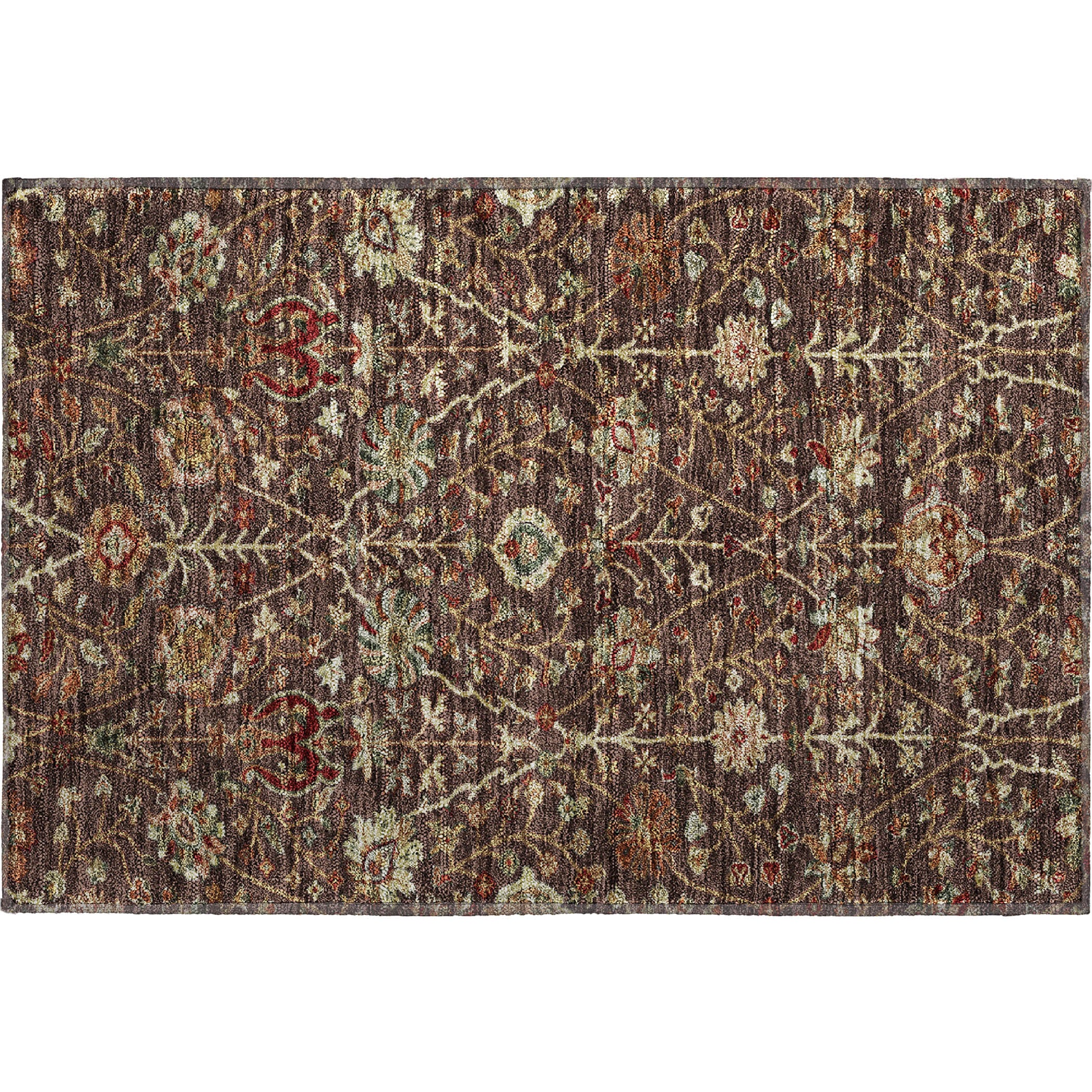 Dubrovnik Machine Washable Transitional Chocolate Brown Rug 1'8" x 2'6" #shape_Rectangle