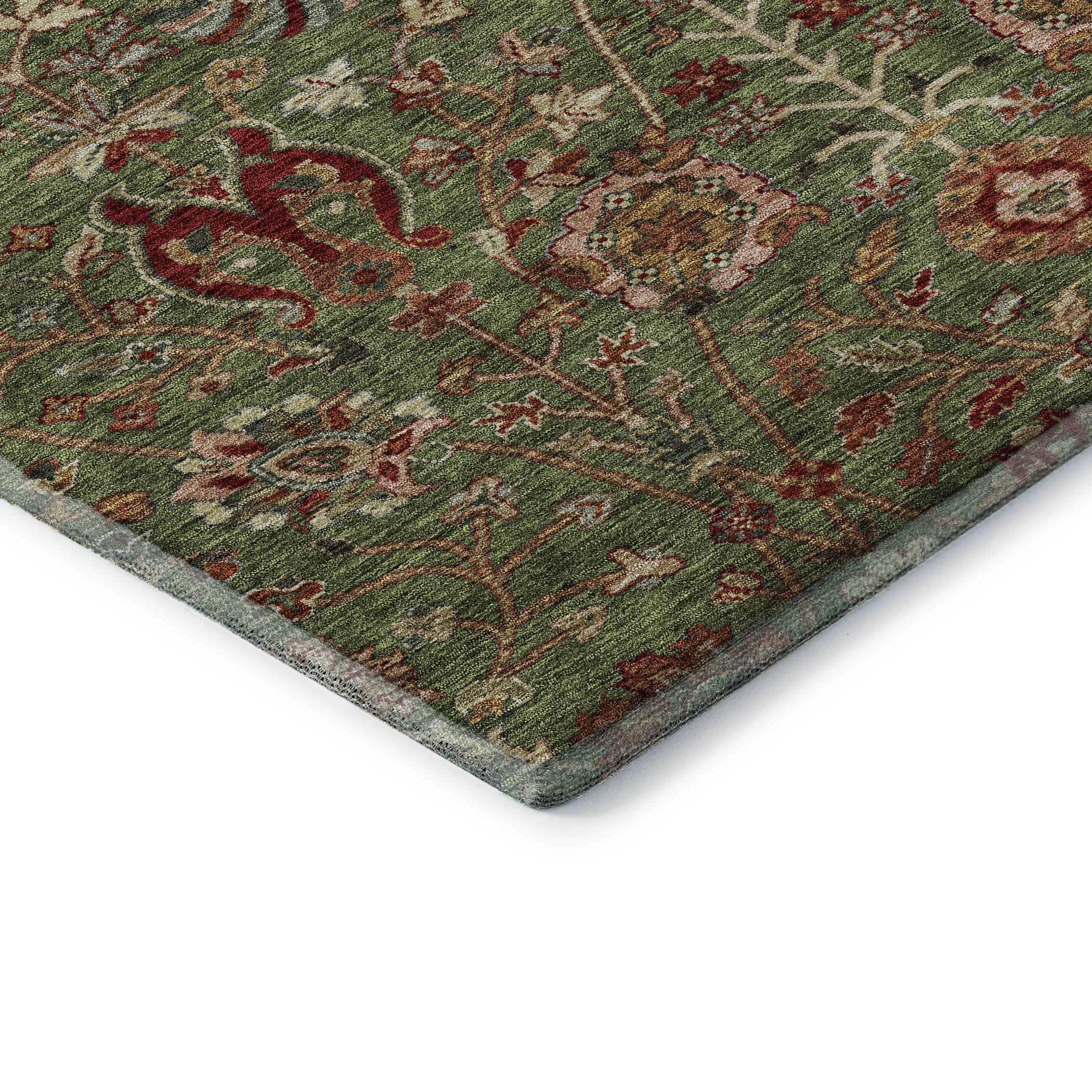 Dubrovnik Machine Washable Transitional Fern Green Rug 1'8" x 2'6" #shape_Rectangle