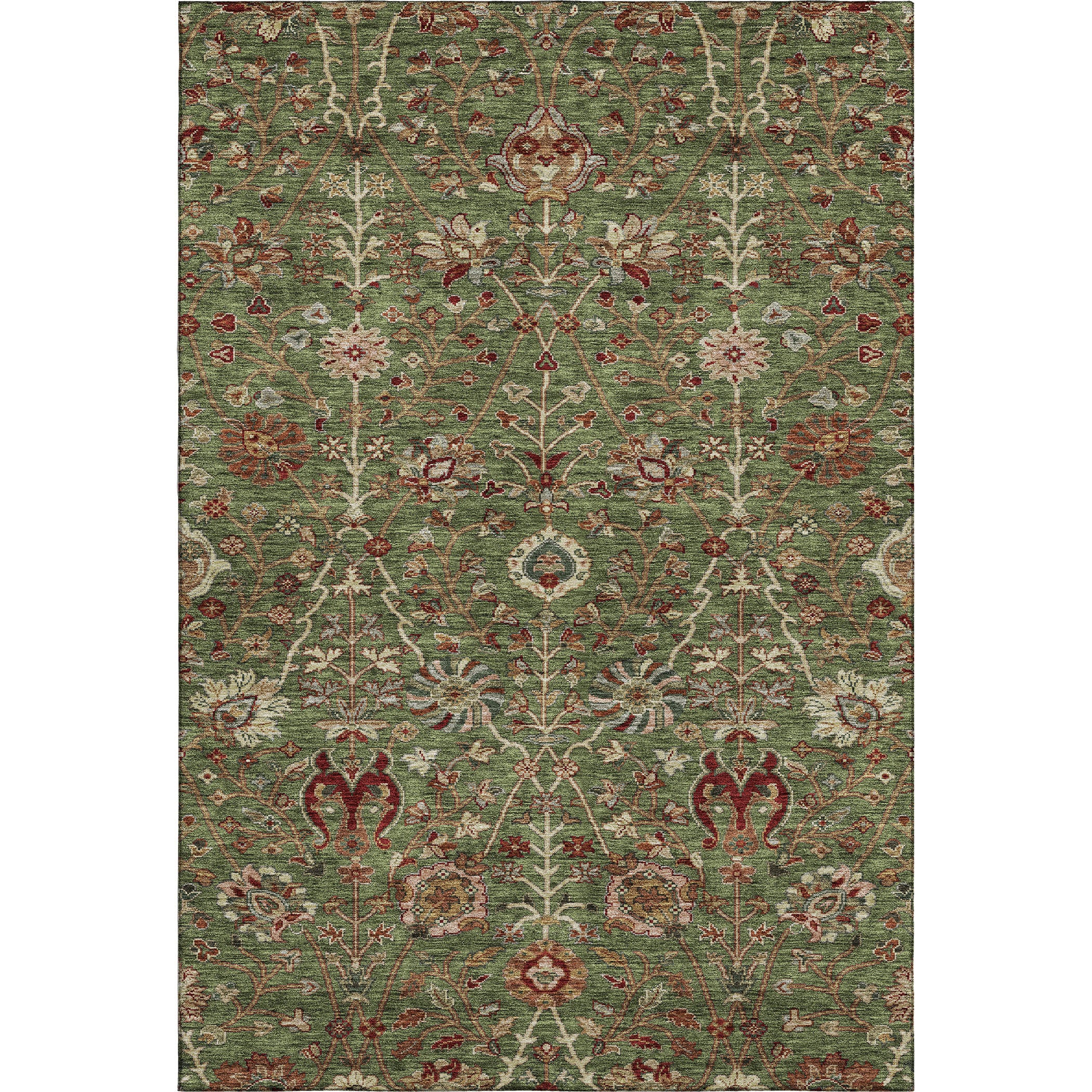 Dubrovnik Machine Washable Transitional Fern Green Rug 2'6" x 3'10" #shape_Rectangle