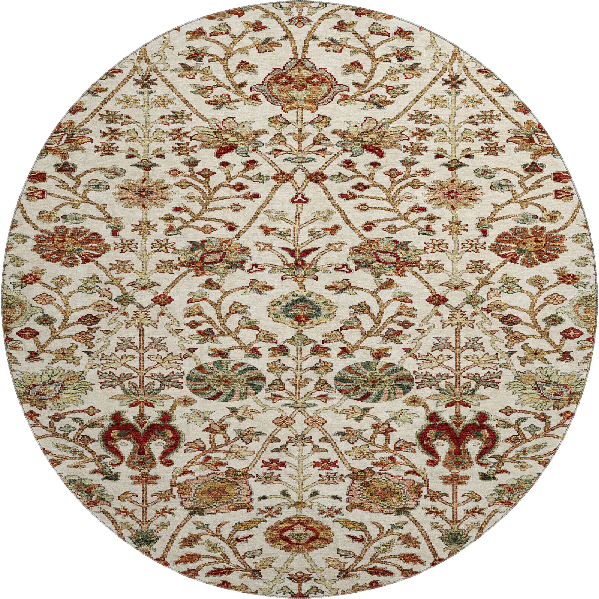 Dubrovnik Machine Washable Transitional Ivory Rug 8' x 8' #shape_Round