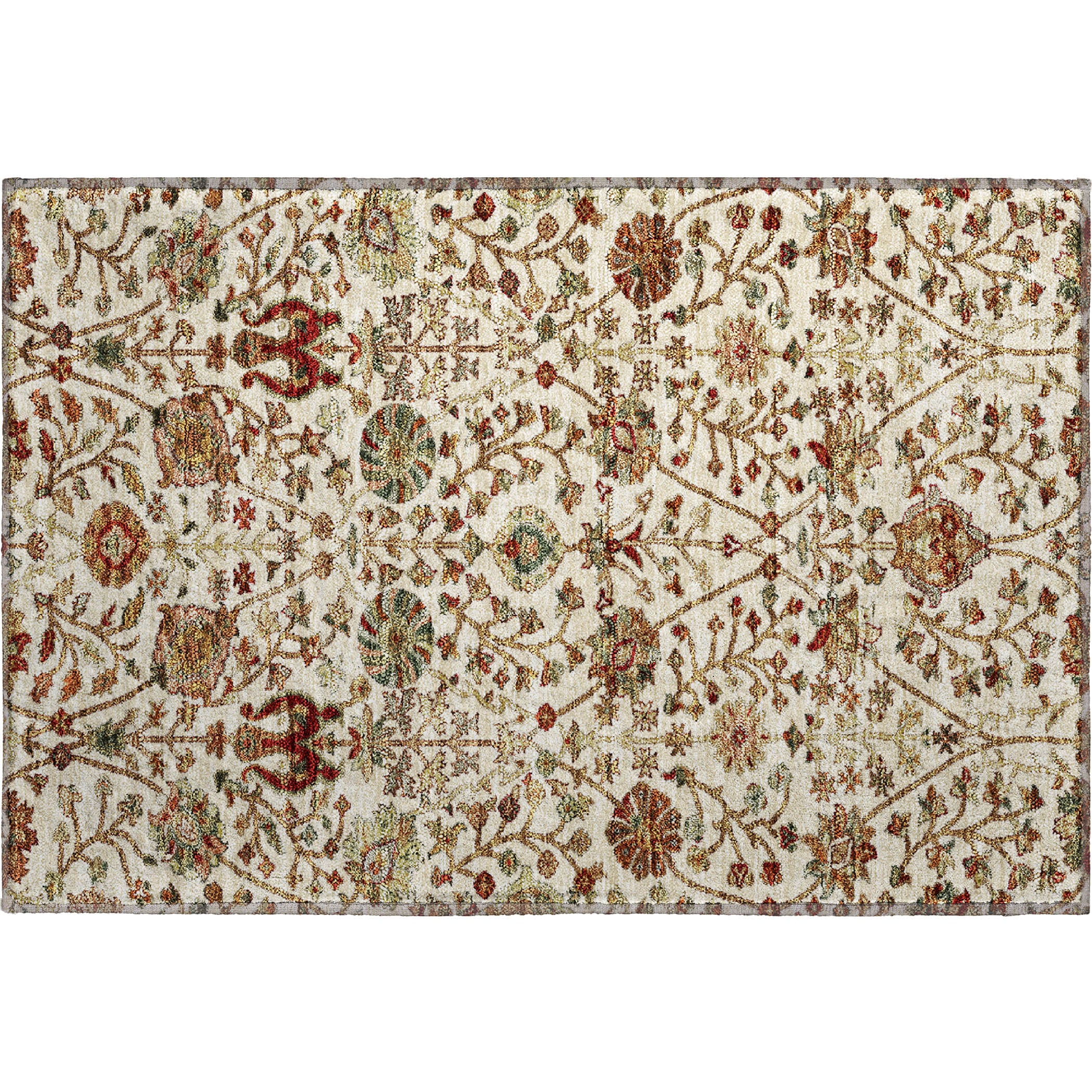 Dubrovnik Machine Washable Transitional Ivory Rug 1'8" x 2'6" #shape_Rectangle