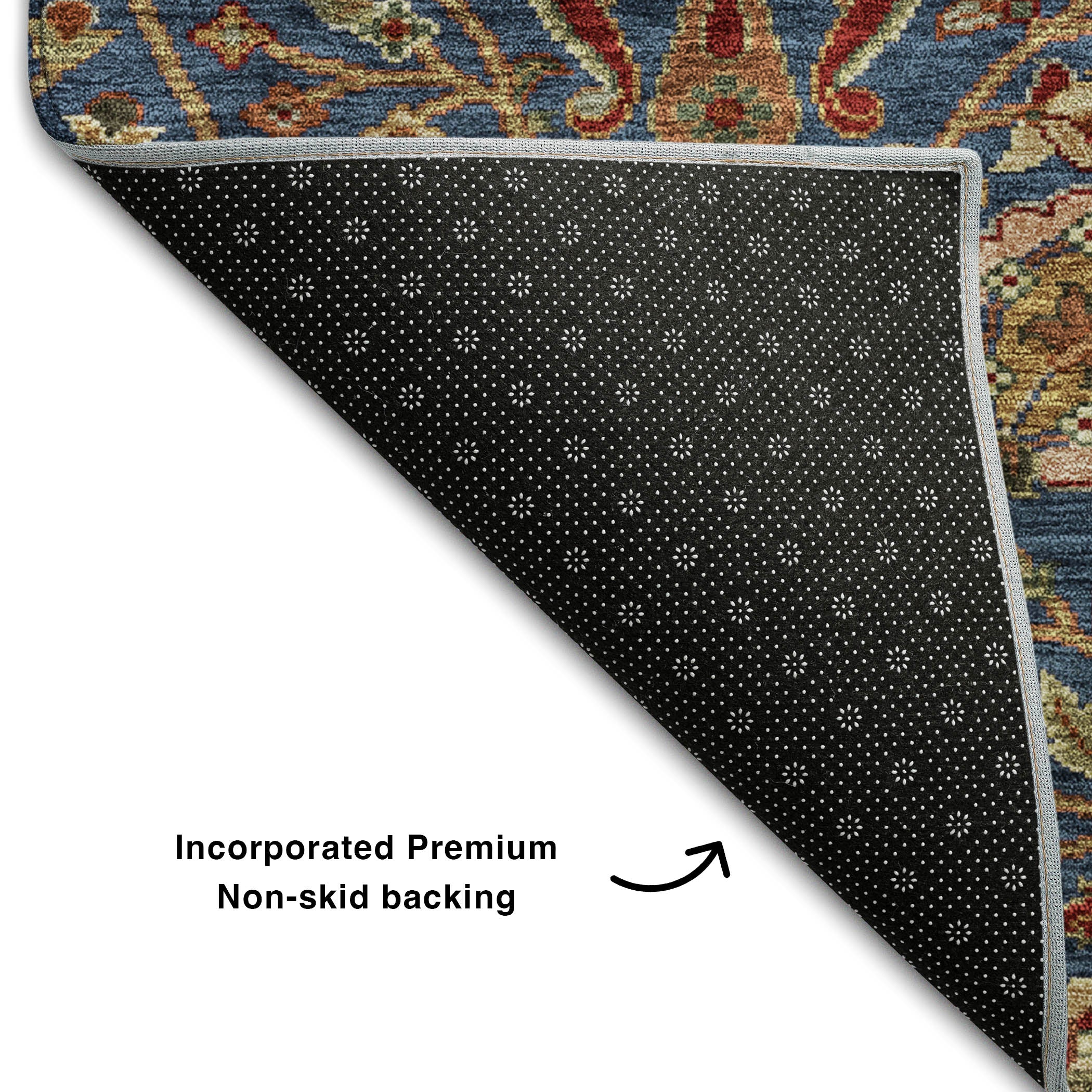 Dubrovnik Machine Washable Transitional Navy Blue Rug 1'8" x 2'6" #shape_Rectangle