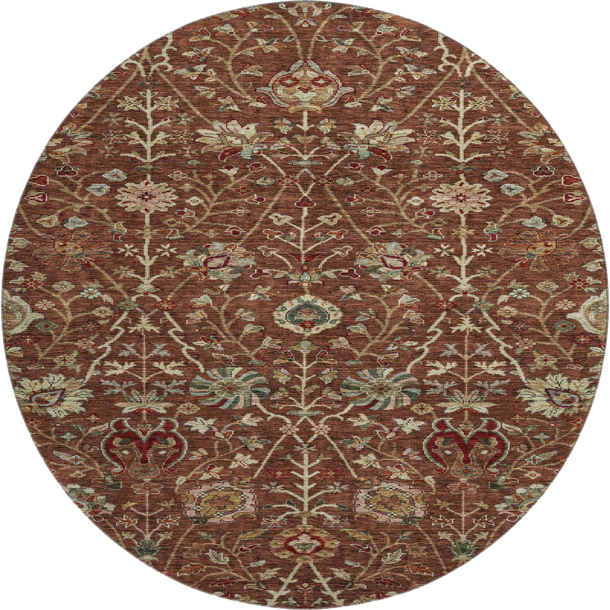 Dubrovnik Machine Washable Transitional Paprika Orange Rug 8' x 8' #shape_Round