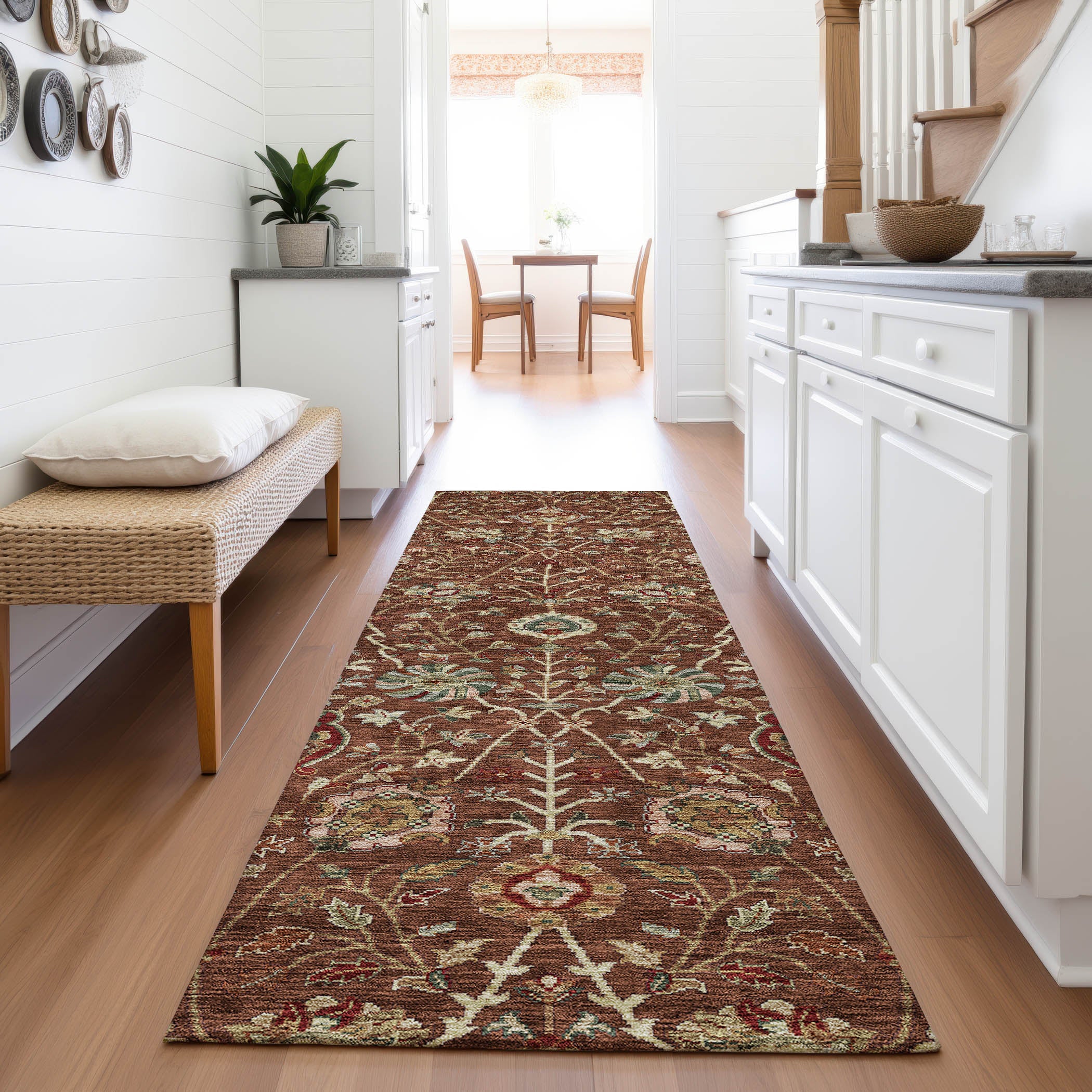 Dubrovnik Machine Washable Transitional Paprika Orange Rug 2'3" x 7'6" #shape_Runner