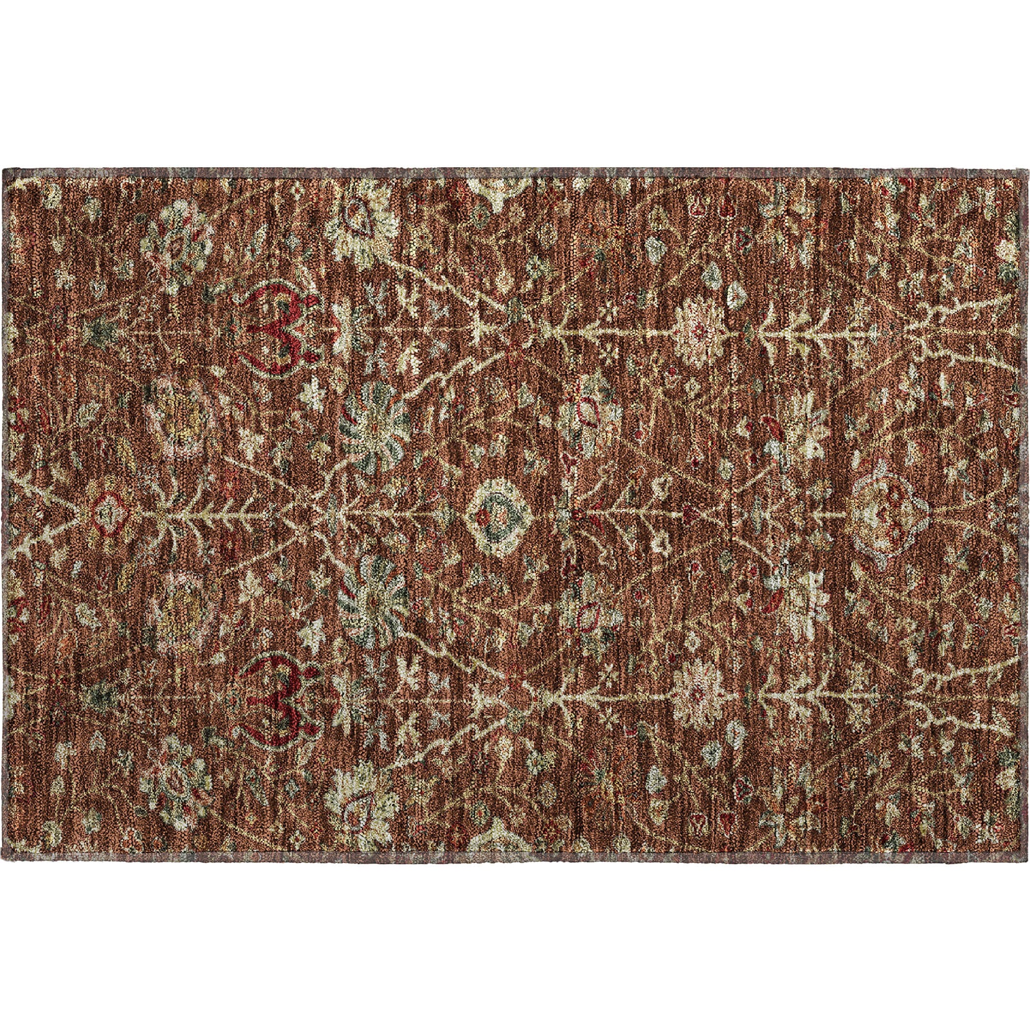 Dubrovnik Machine Washable Transitional Paprika Orange Rug 1'8" x 2'6" #shape_Rectangle