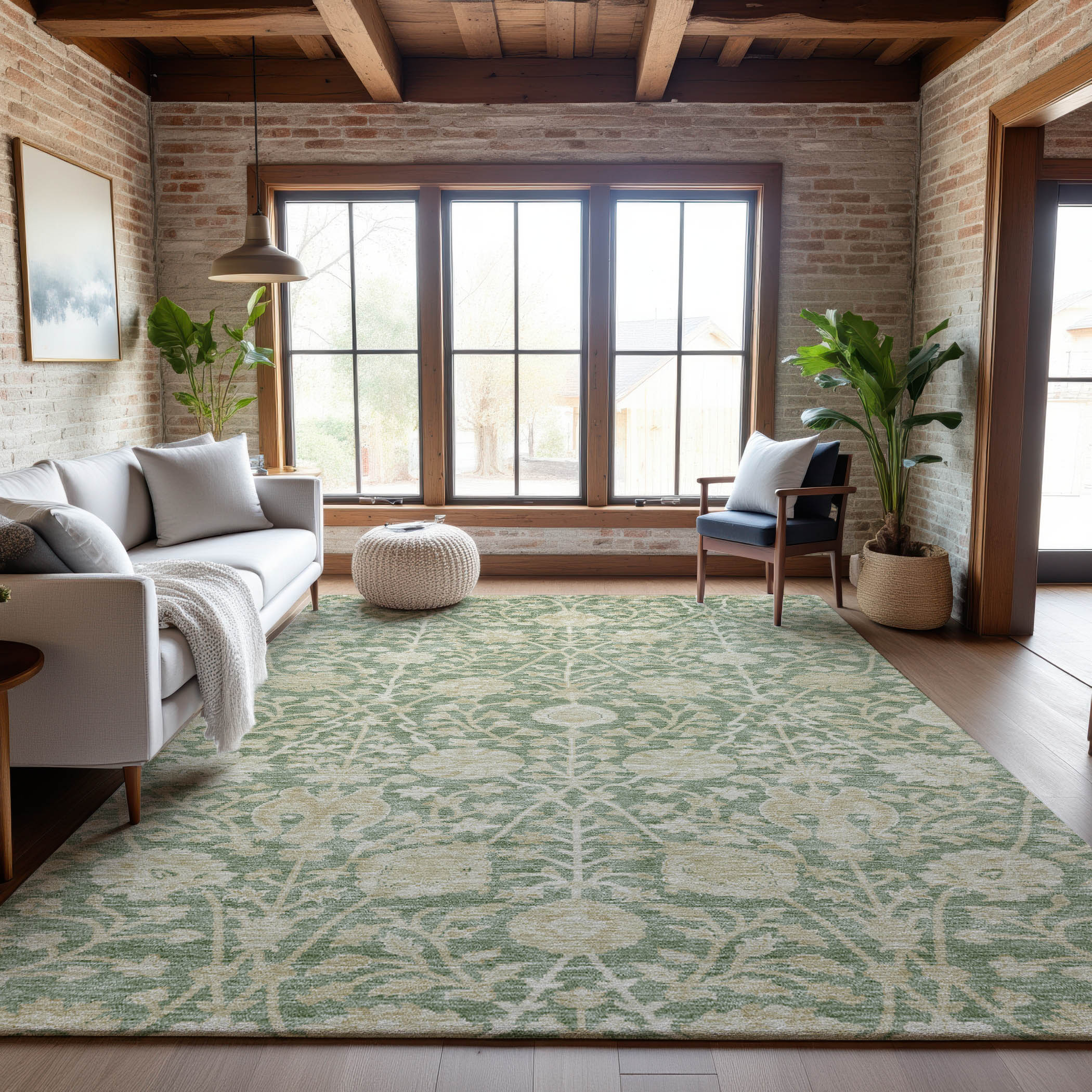 Budapest Machine Washable Transitional Aloe Green Rug 2'6" x 3'10" #shape_Rectangle