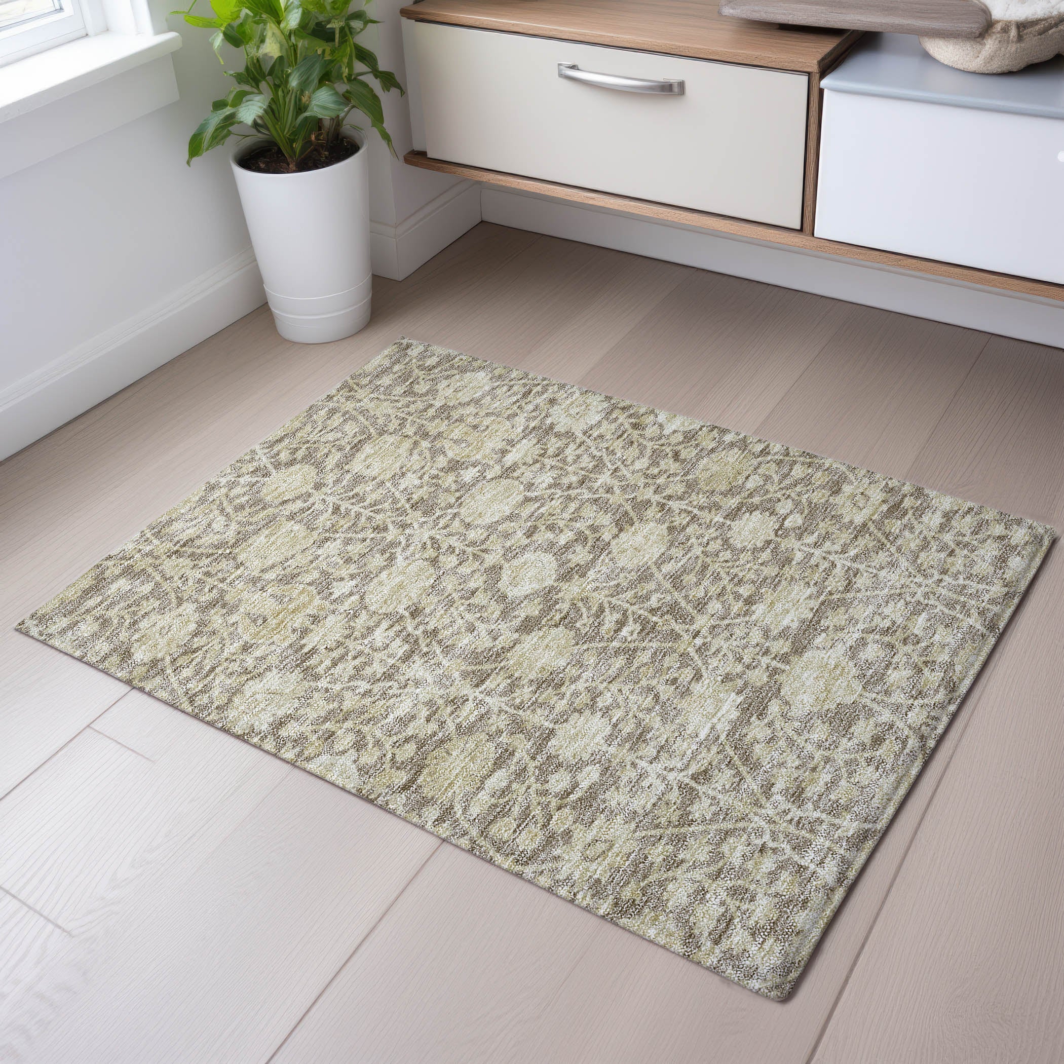 Budapest Machine Washable Transitional Mocha Brown Rug 1'8" x 2'6" #shape_Rectangle