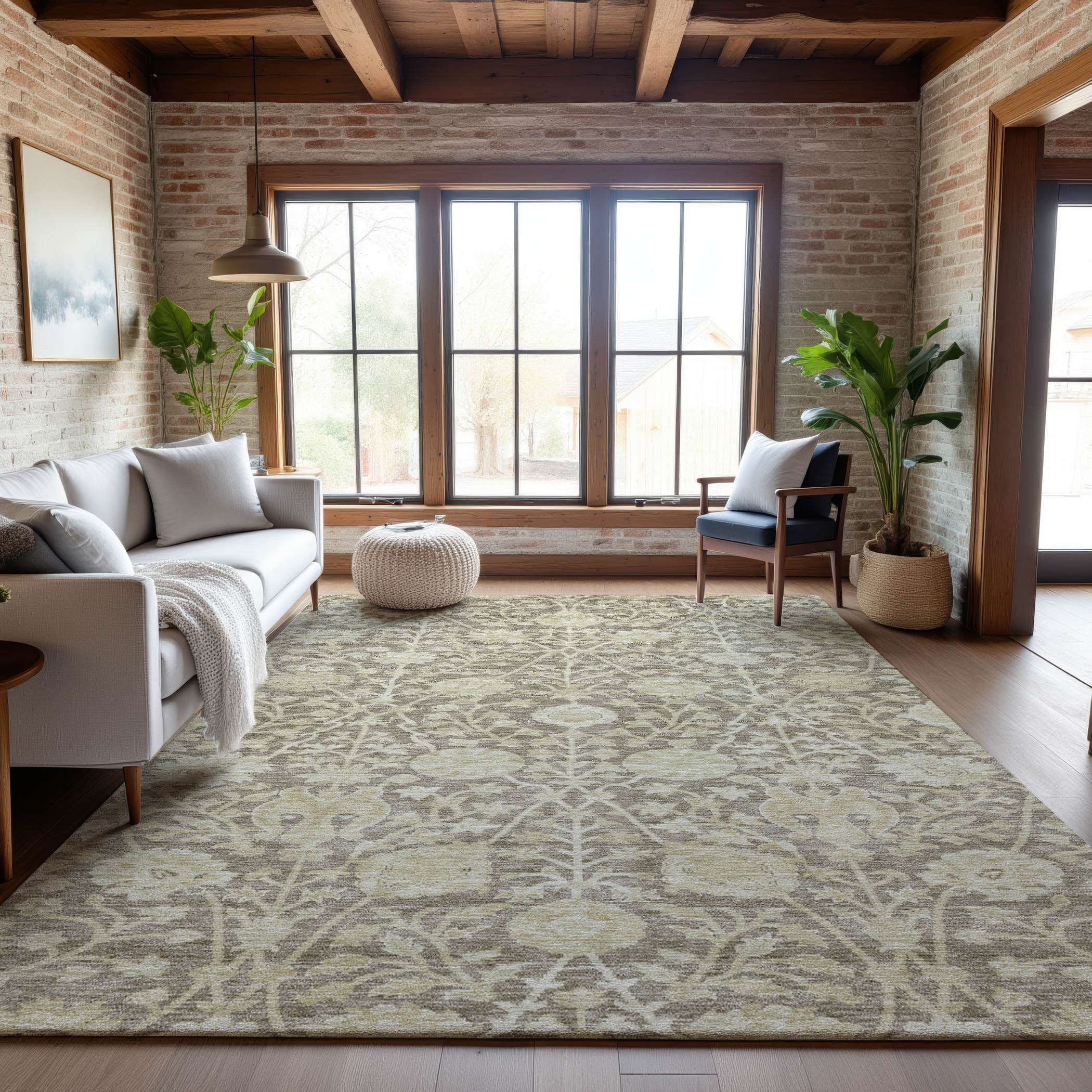 Budapest Machine Washable Transitional Mocha Brown Rug 2'6" x 3'10" #shape_Rectangle