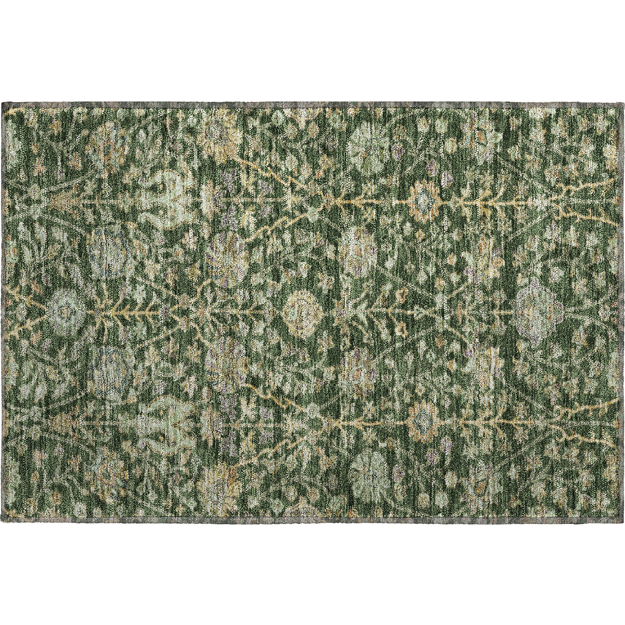 Bangkok Machine Washable Transitional Green Rug 1'8" x 2'6" #shape_Rectangle