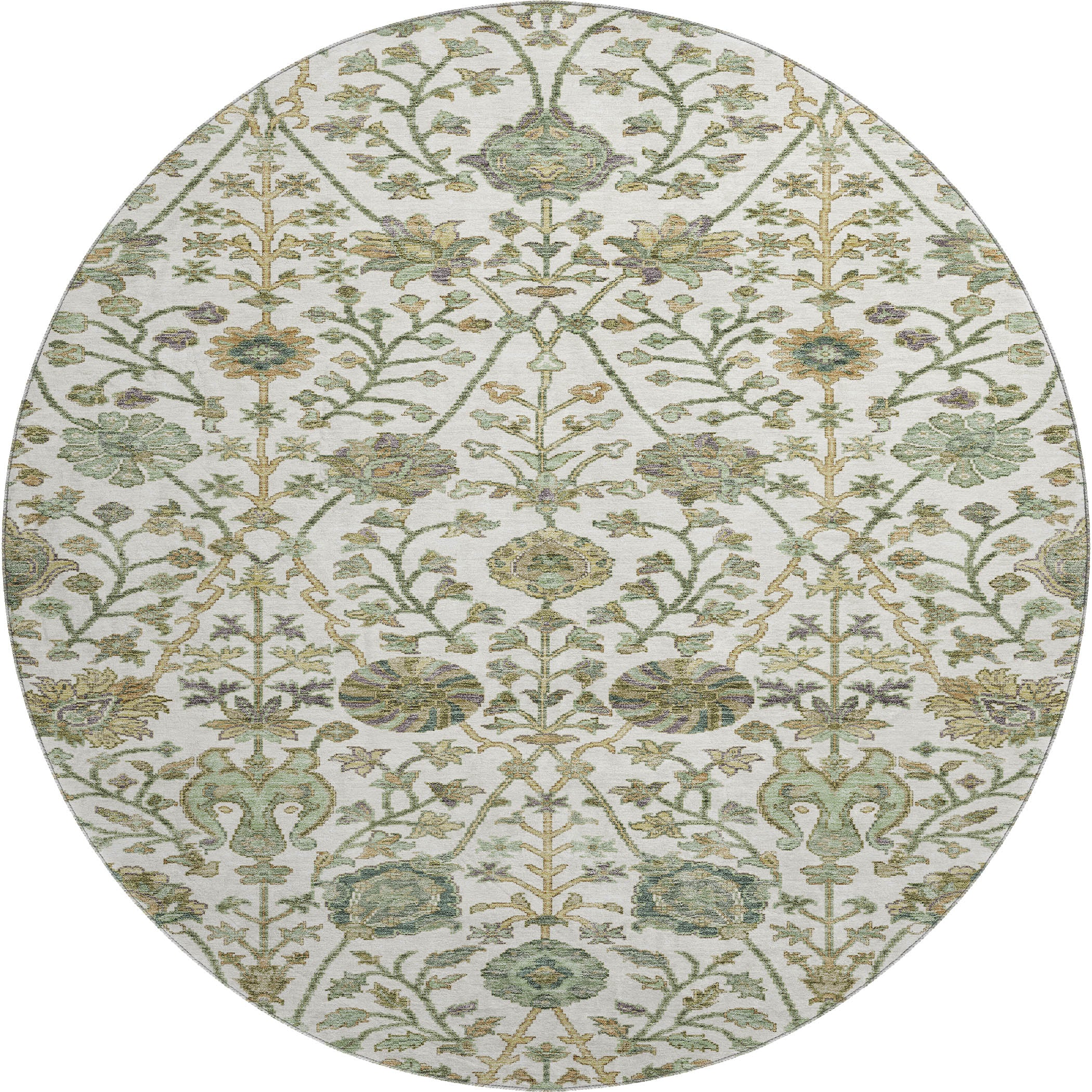 Bangkok Machine Washable Transitional Ivory Rug 8' x 8' #shape_Round