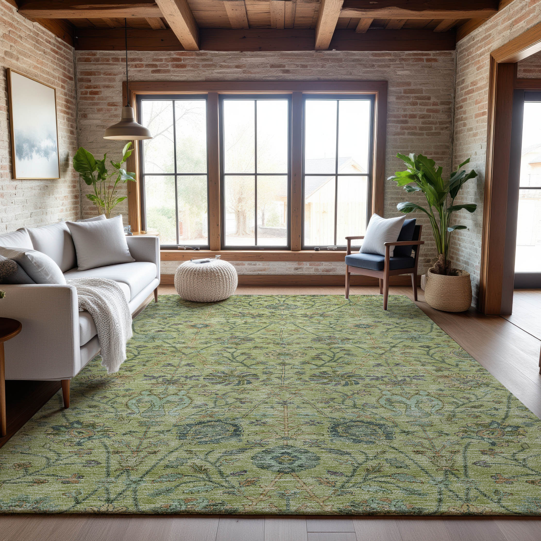 Bangkok Machine Washable Transitional Mint Green Rug 2'6" x 3'10" #shape_Rectangle