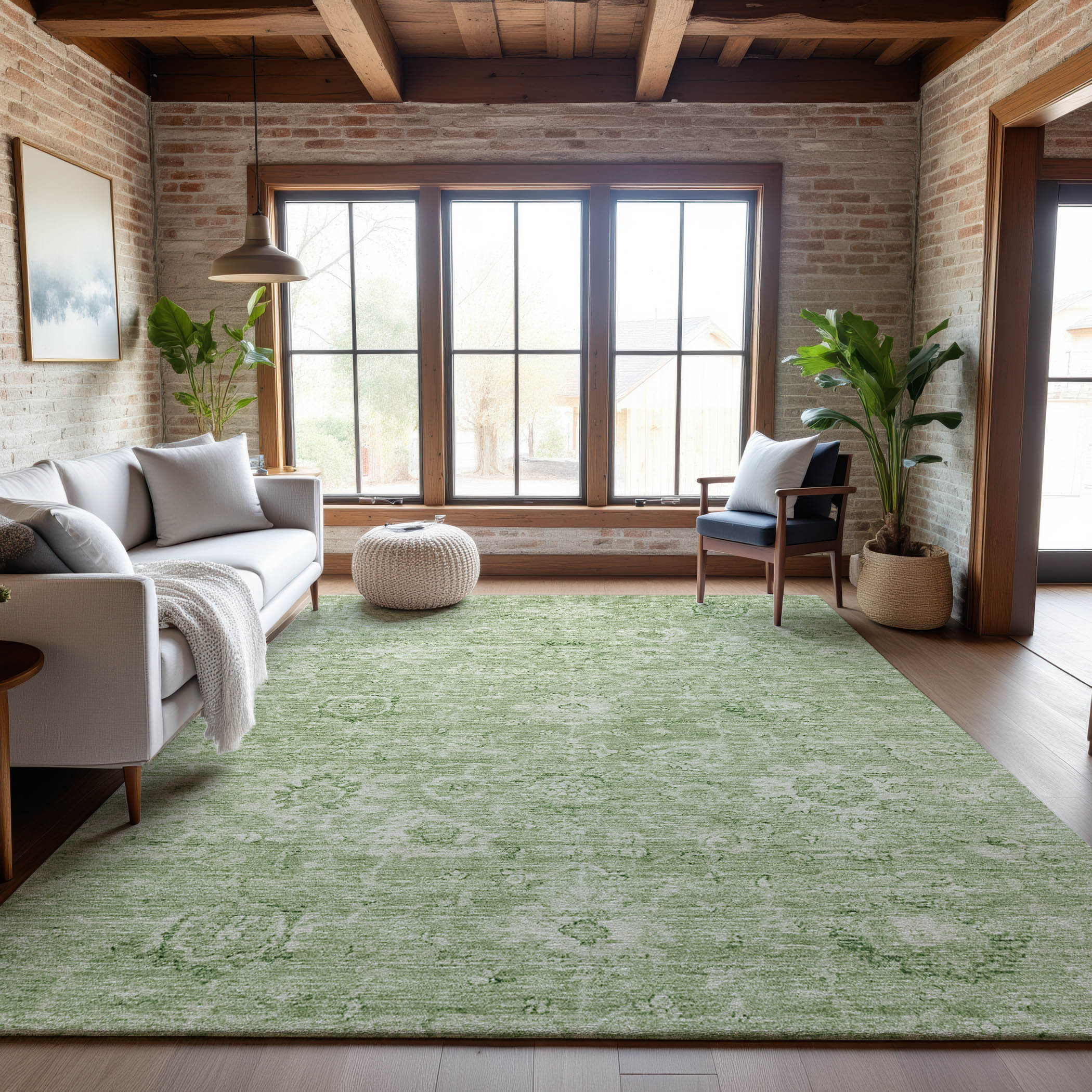 Sarajevo Machine Washable Transitional Aloe Green Rug 2'6" x 3'10" #shape_Rectangle