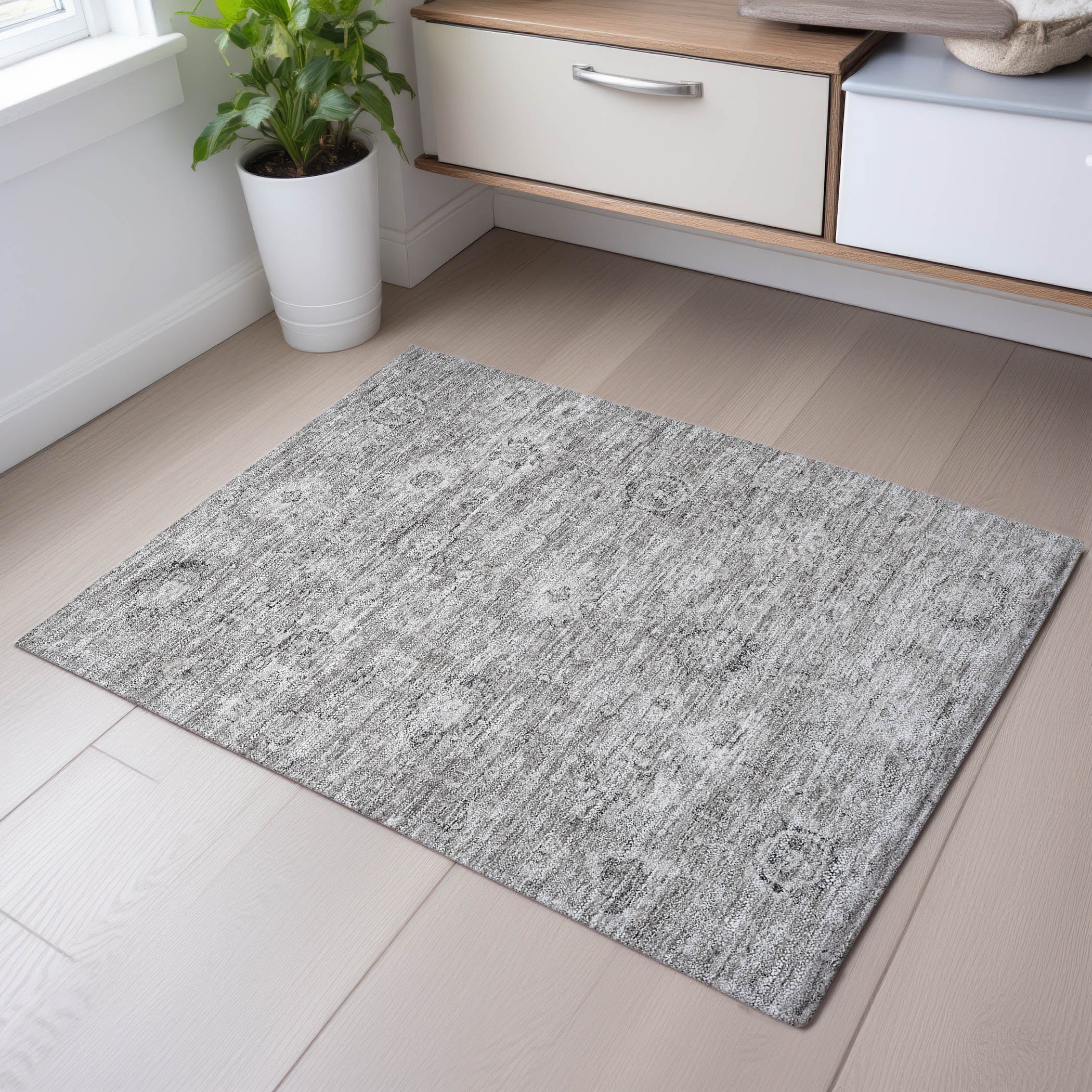 Sarajevo Machine Washable Transitional Gray Rug 1'8" x 2'6" #shape_Rectangle