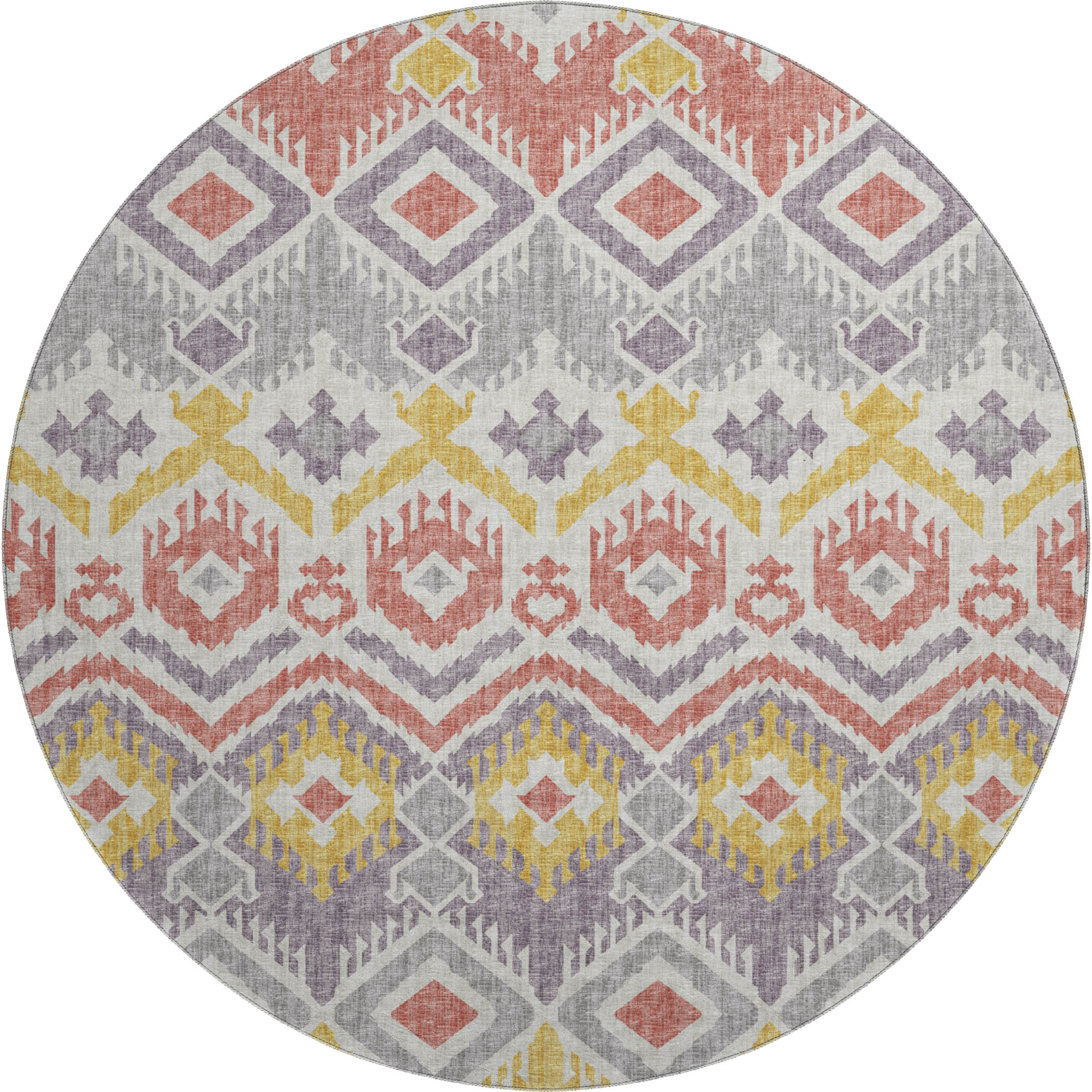 Sintra Machine Washable Transitional Purple Rug 8' x 8' #shape_Round