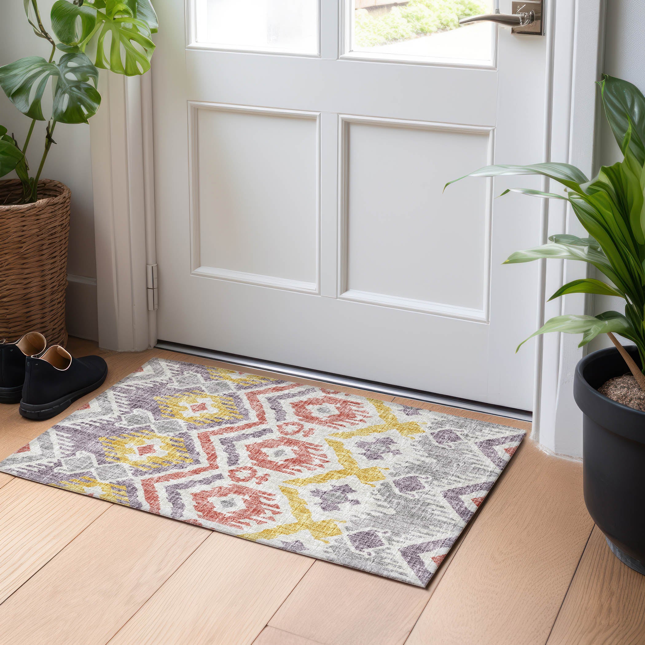 Sintra Machine Washable Transitional Purple Rug 1'8" x 2'6" #shape_Rectangle