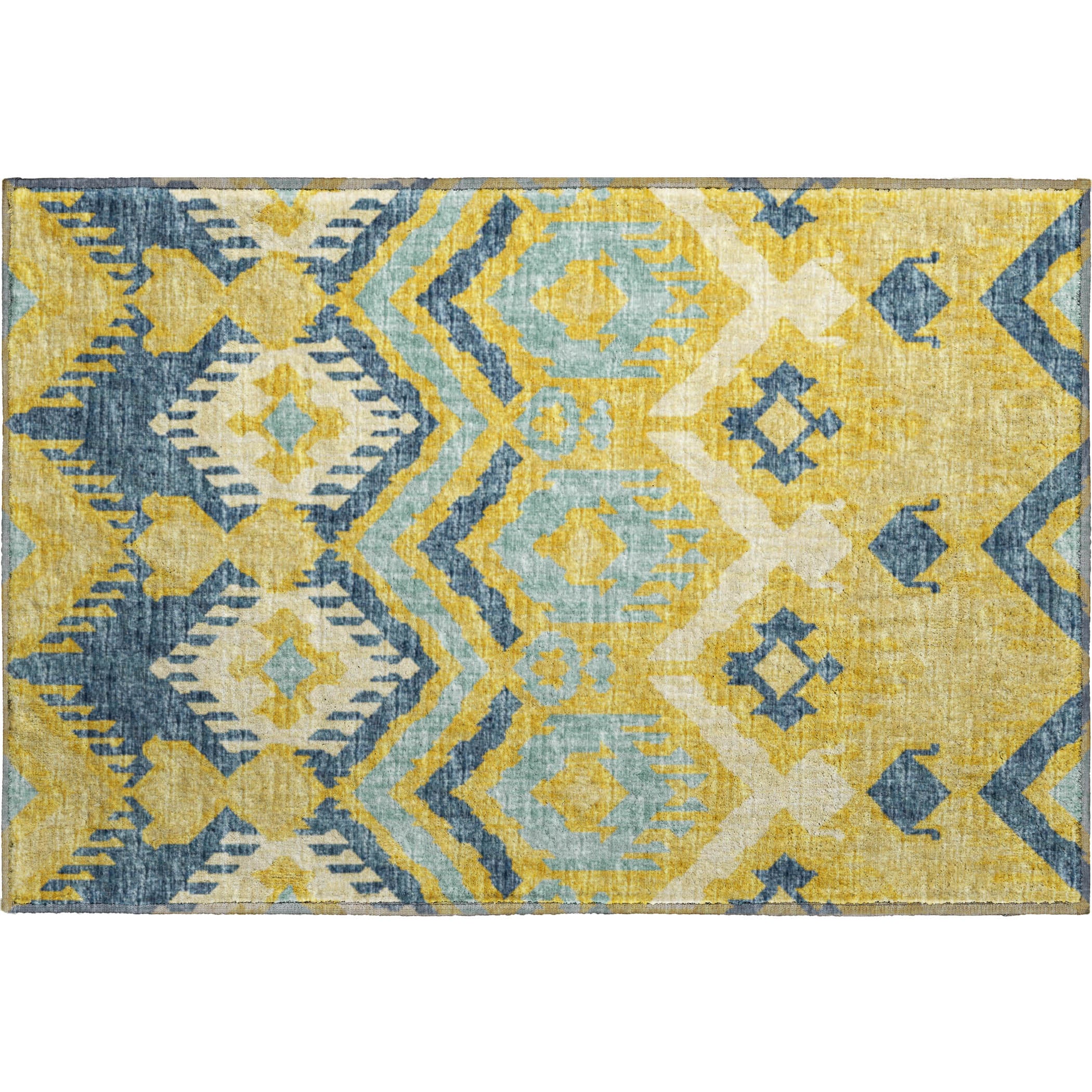 Sintra Machine Washable Transitional Yellow Rug 1'8" x 2'6" #shape_Rectangle