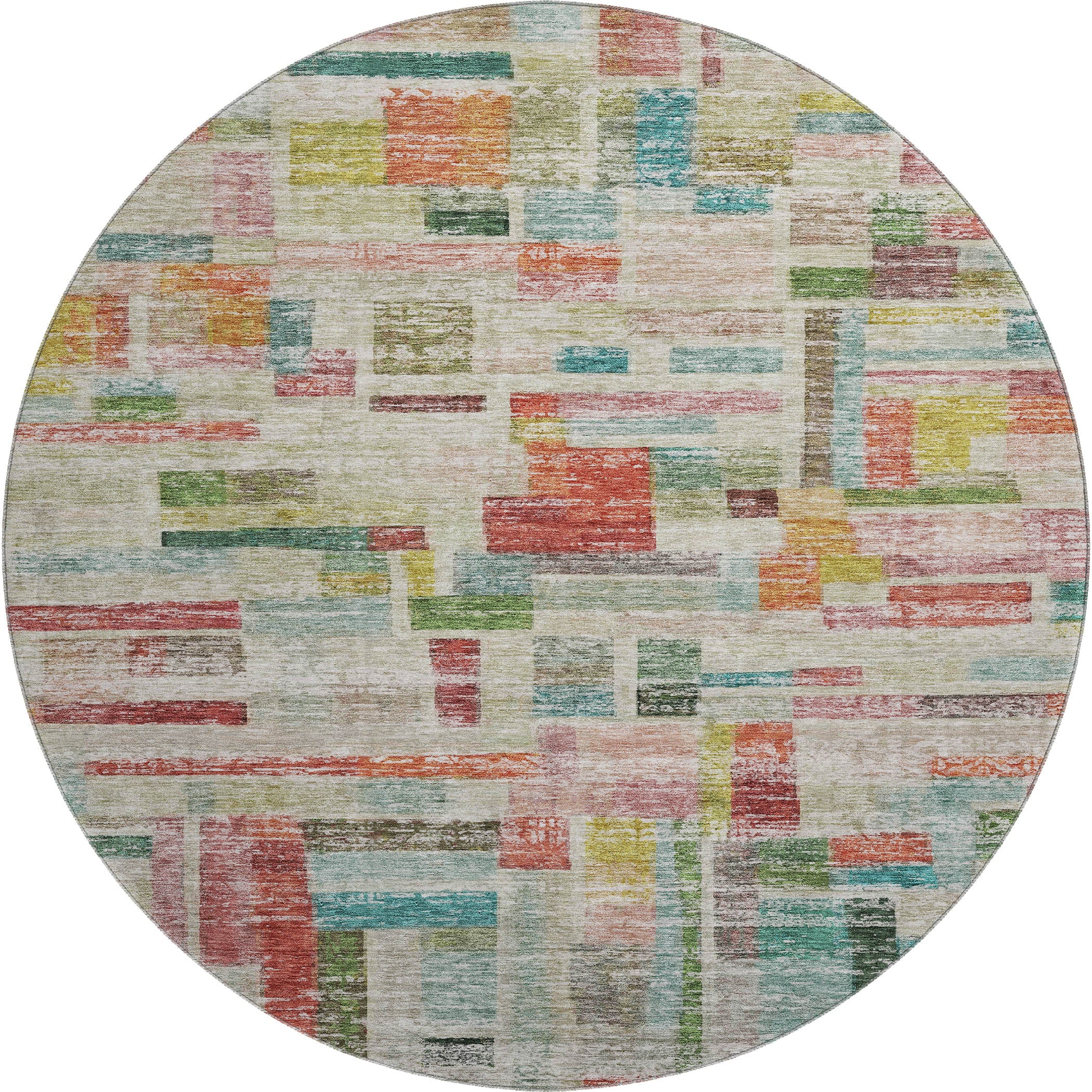 Sintra Machine Washable Transitional Paprika Orange Rug 8' x 8' #shape_Round