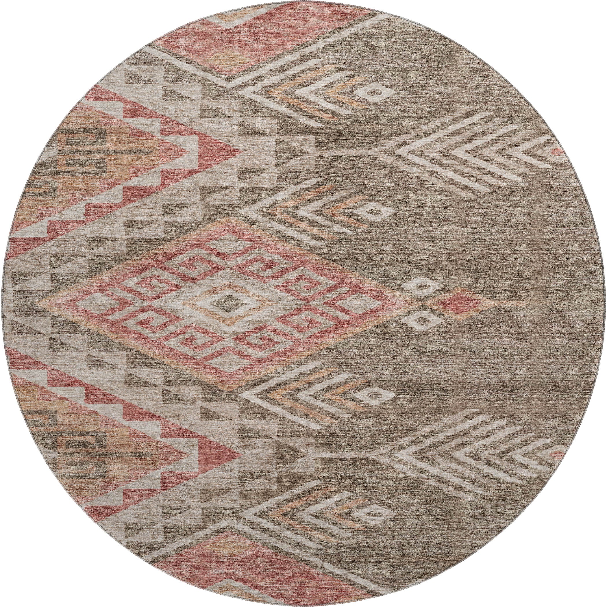 Sarajevo Machine Washable Transitional Brown Rug 8' x 8' #shape_Round